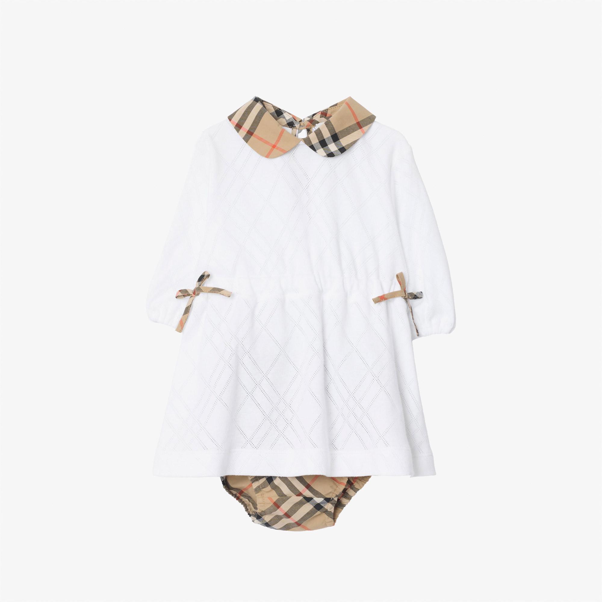 Burberry Draya Çocuk Beyaz Elbise
