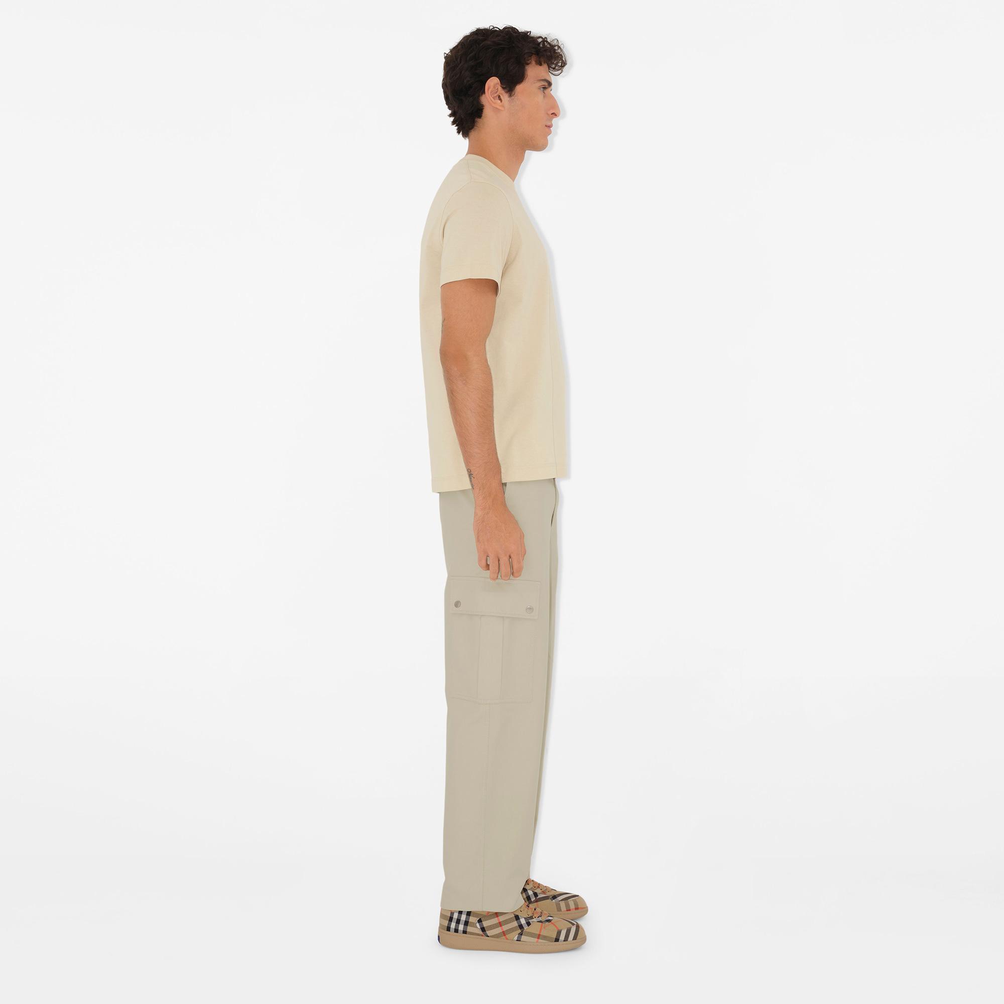 Burberry For Label Cotton Erkek Krem T-Shirt