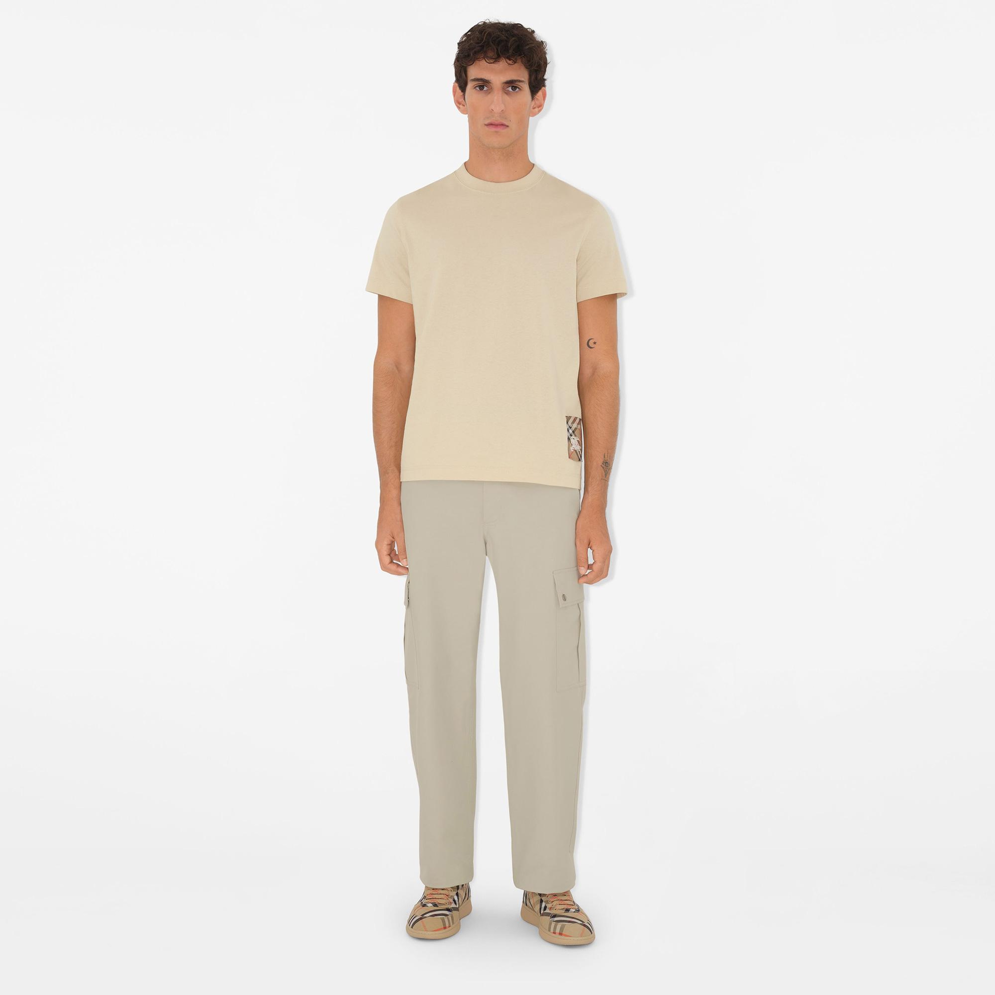 Burberry For Label Cotton Erkek Krem T-Shirt