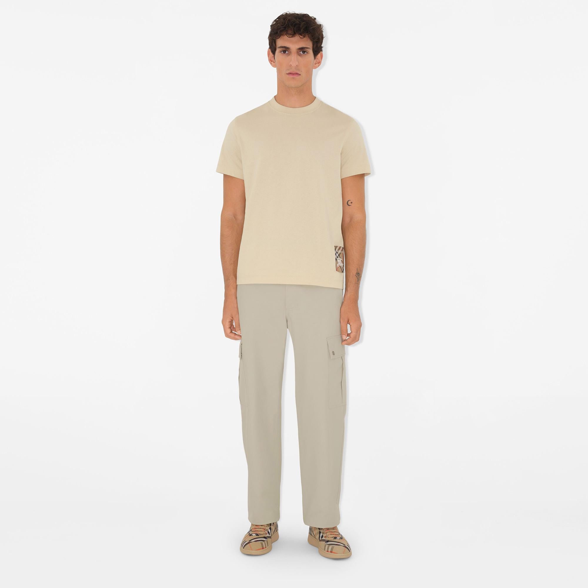 Burberry For Label Cotton Erkek Krem T-Shirt