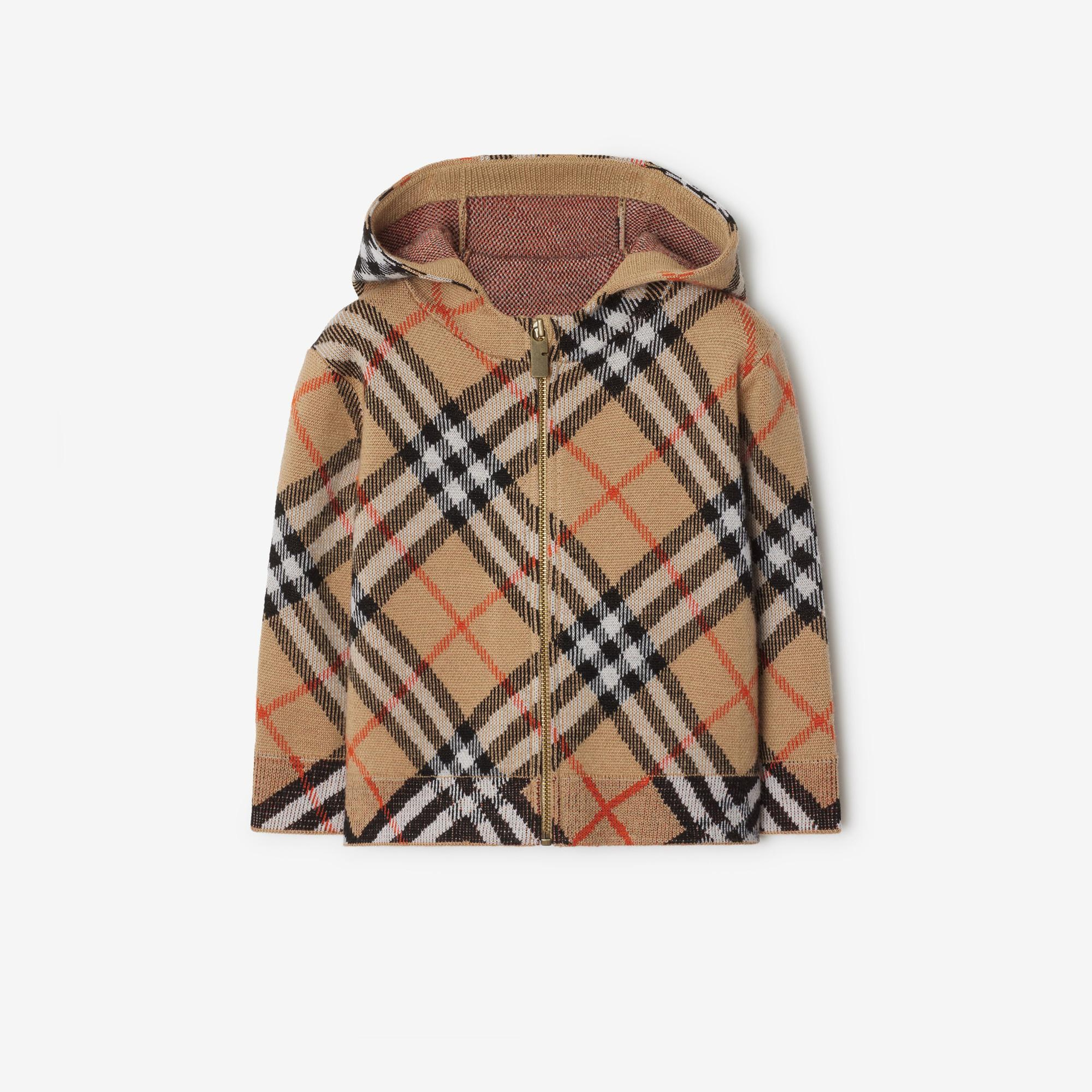 Burberry Jimmy Wool Zip Çocuk Bej Hoodie