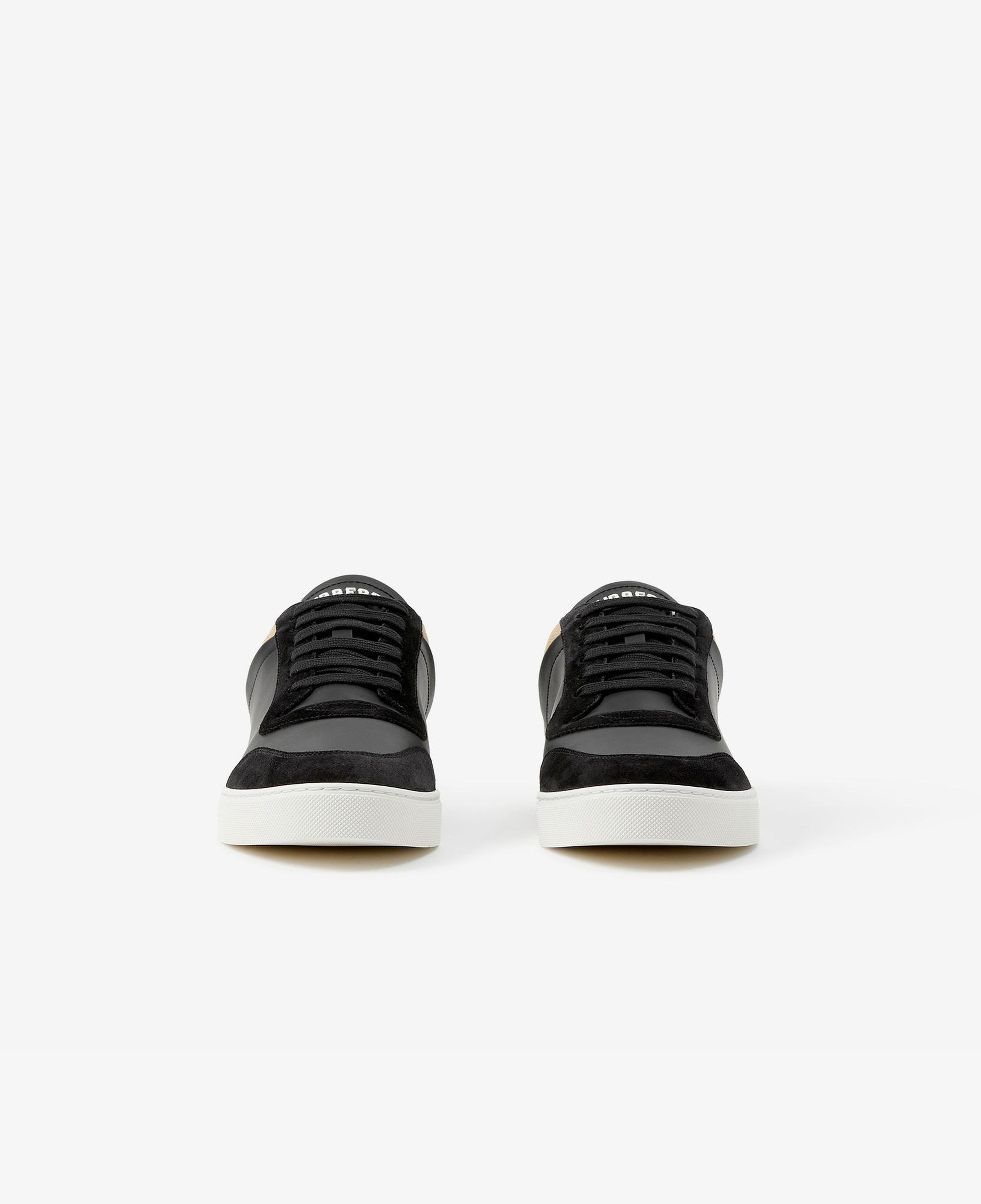 Burberry Leather, Suede and Check Erkek Siyah Sneaker