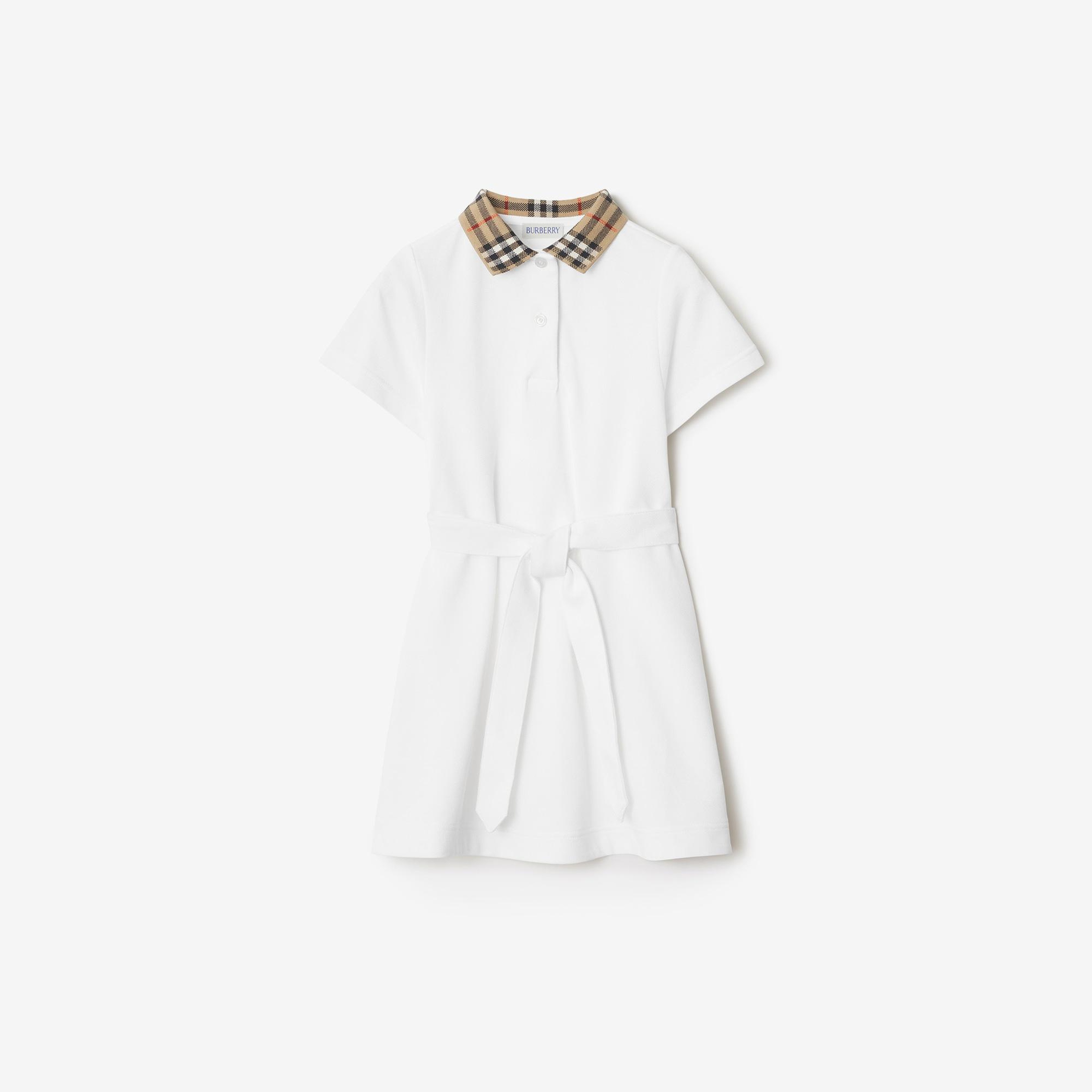 Burberry Astrid Collar Cotton Çocuk Beyaz Elbise
