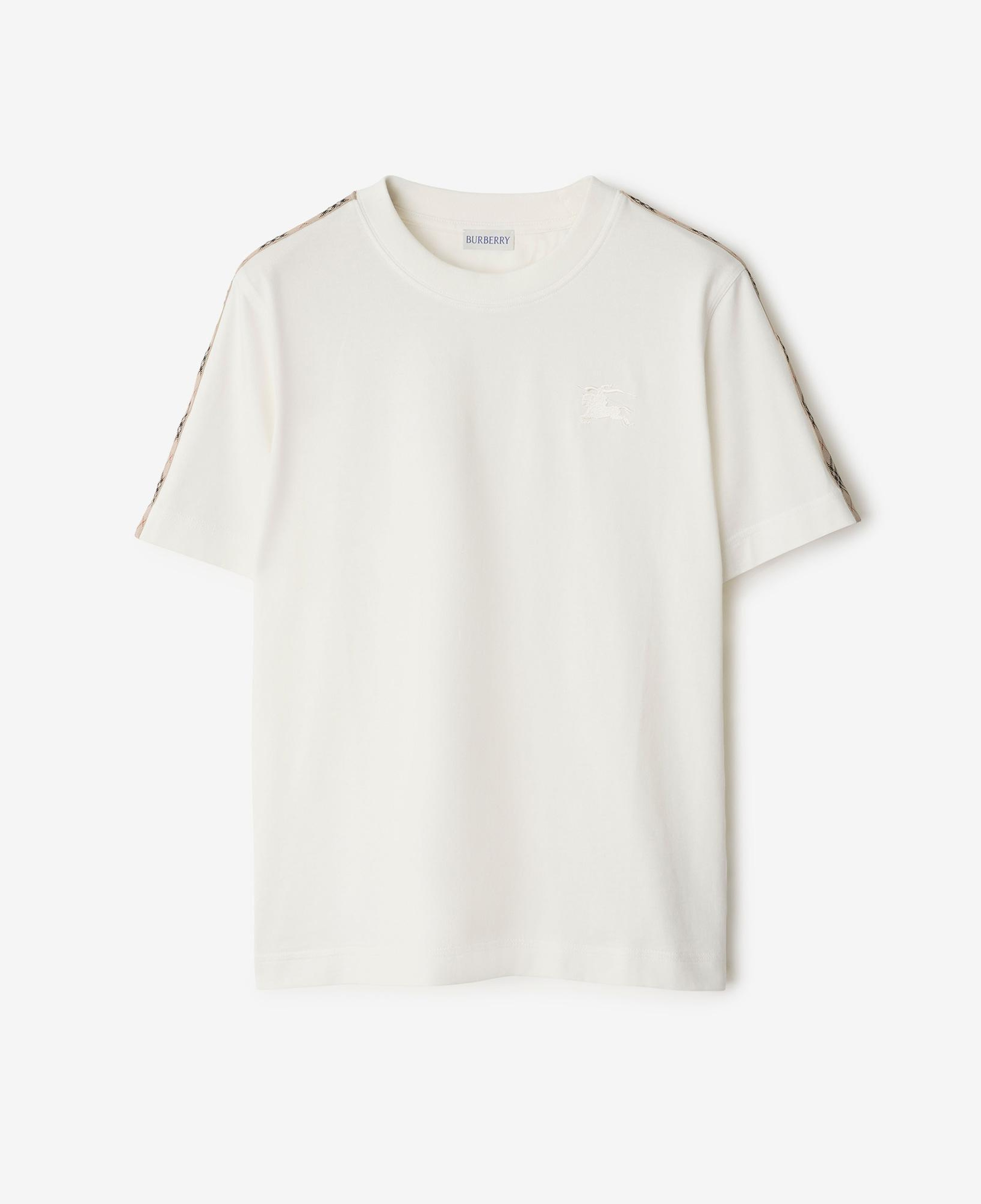 Burberry Tal Trim Cotton Kadın Beyaz T-Shirt