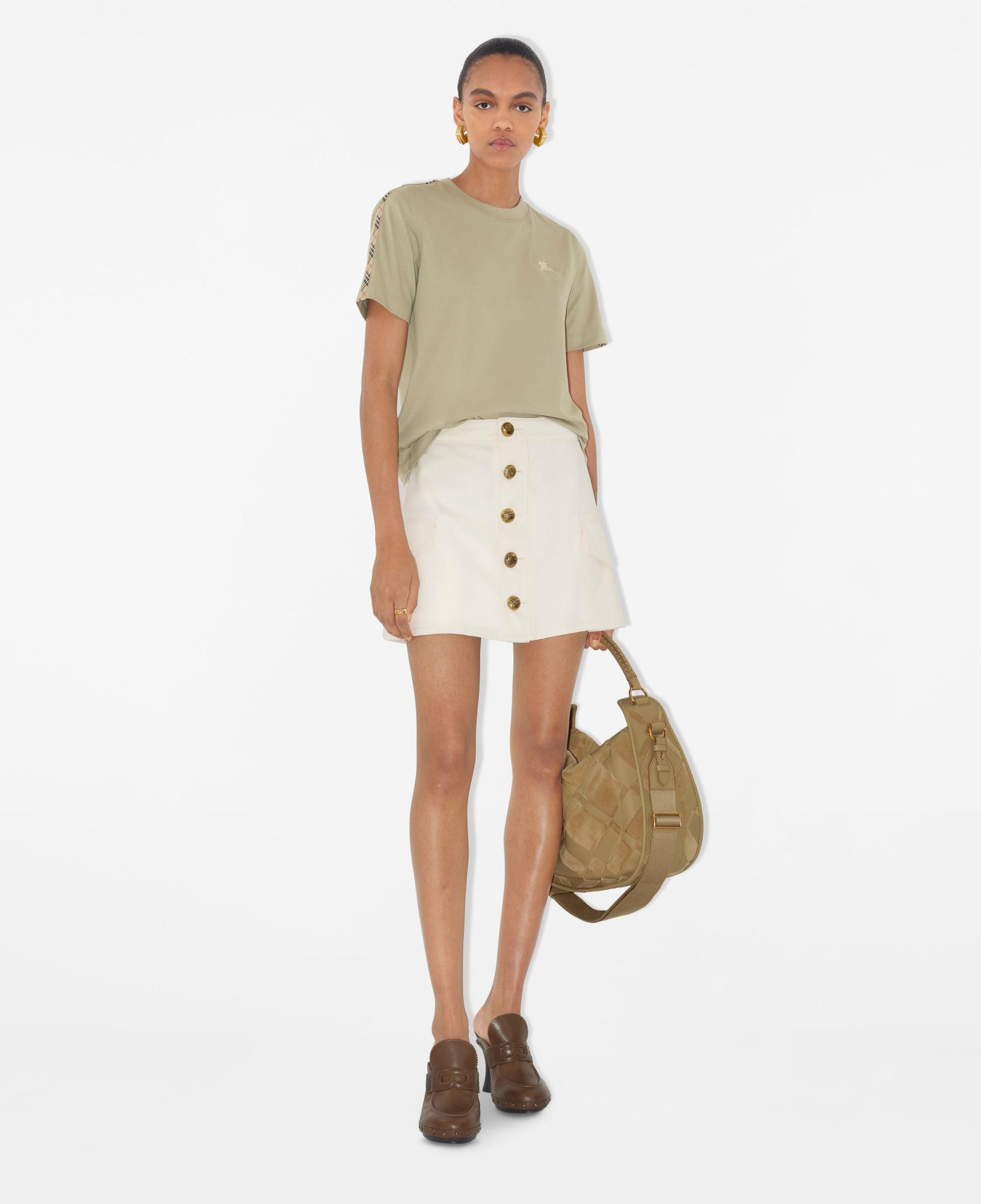 Burberry Tal Trim Cotton Kadın Haki T-Shirt