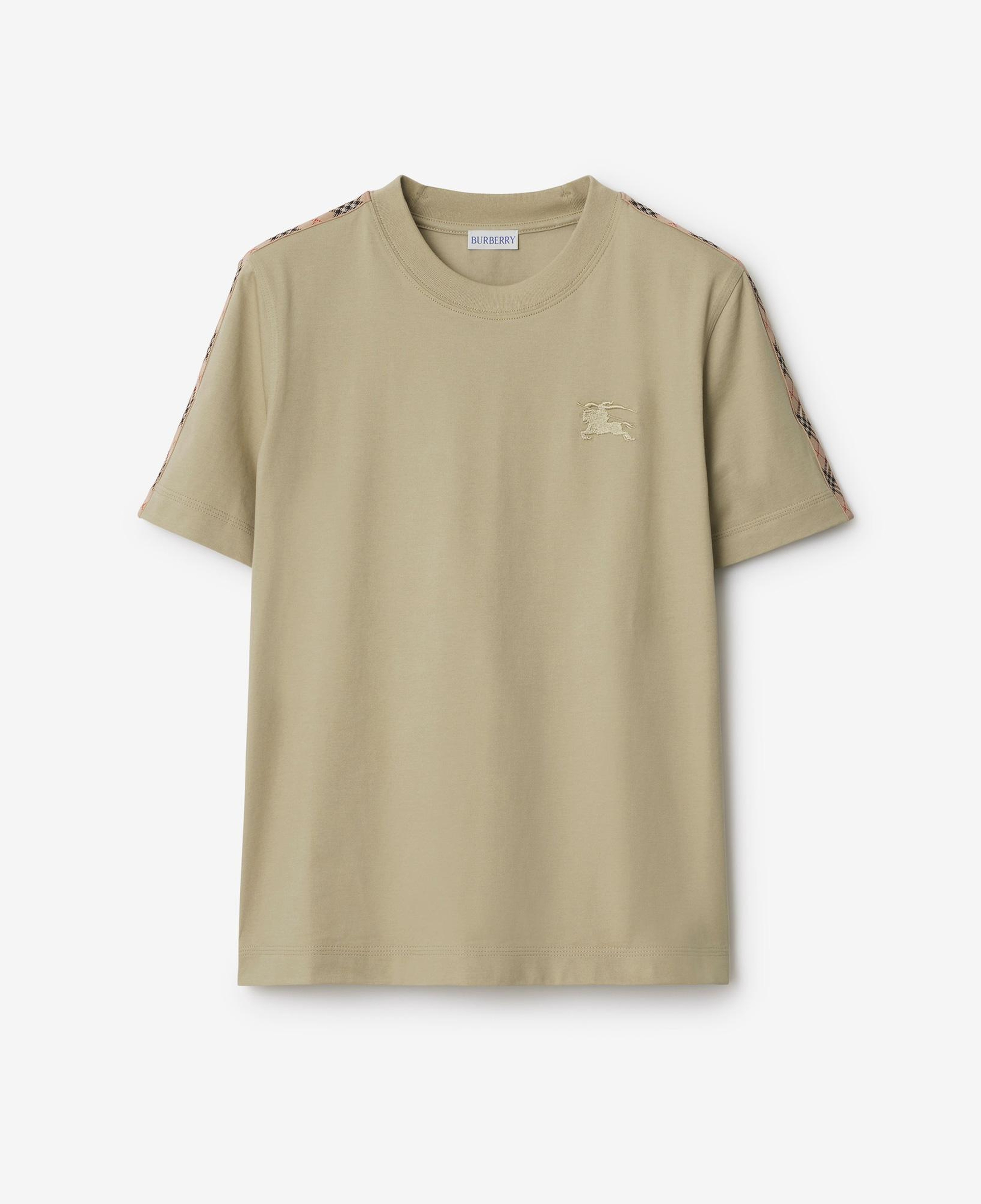 Burberry Tal Trim Cotton Kadın Haki T-Shirt