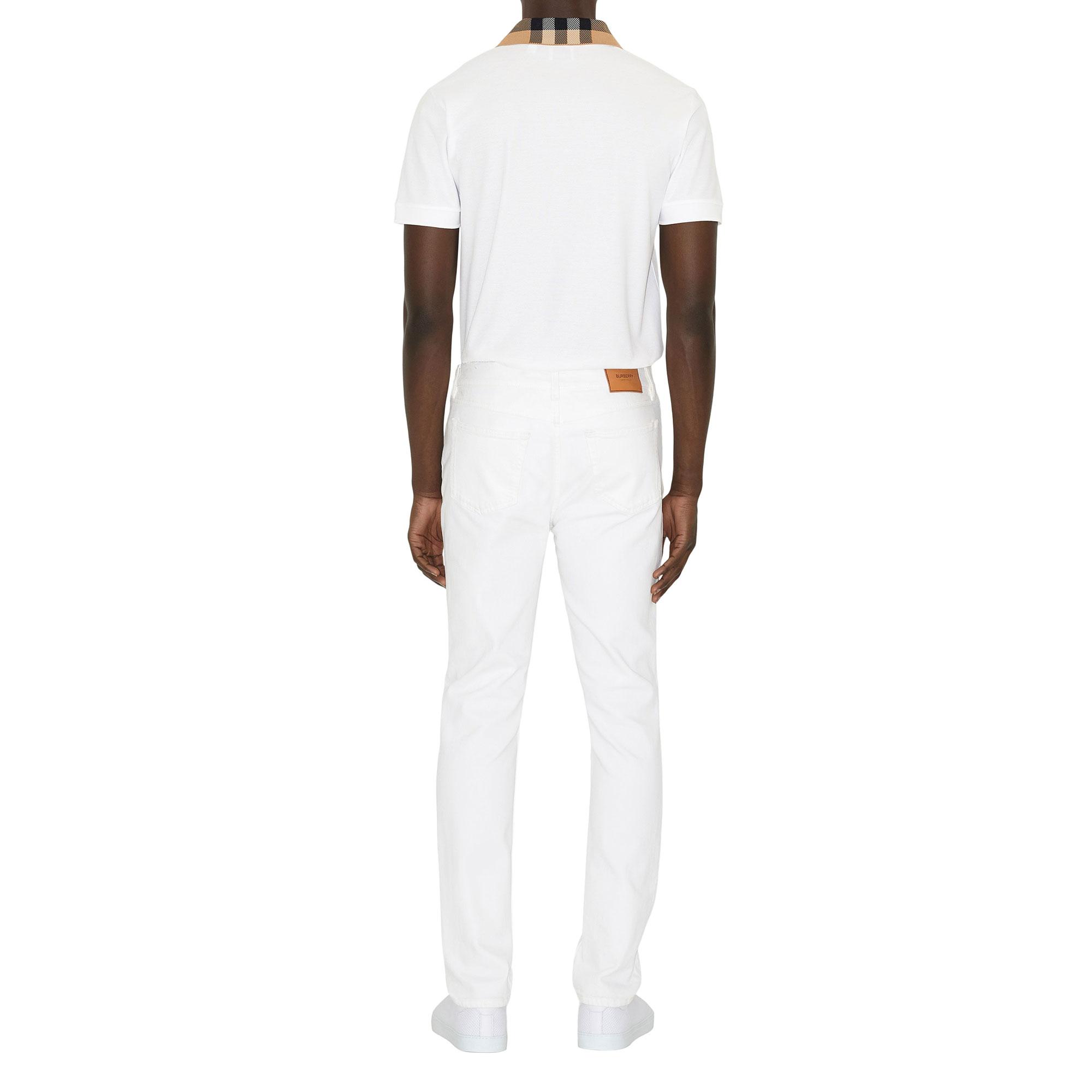 Burberry Pamuklu Erkek Beyaz Polo