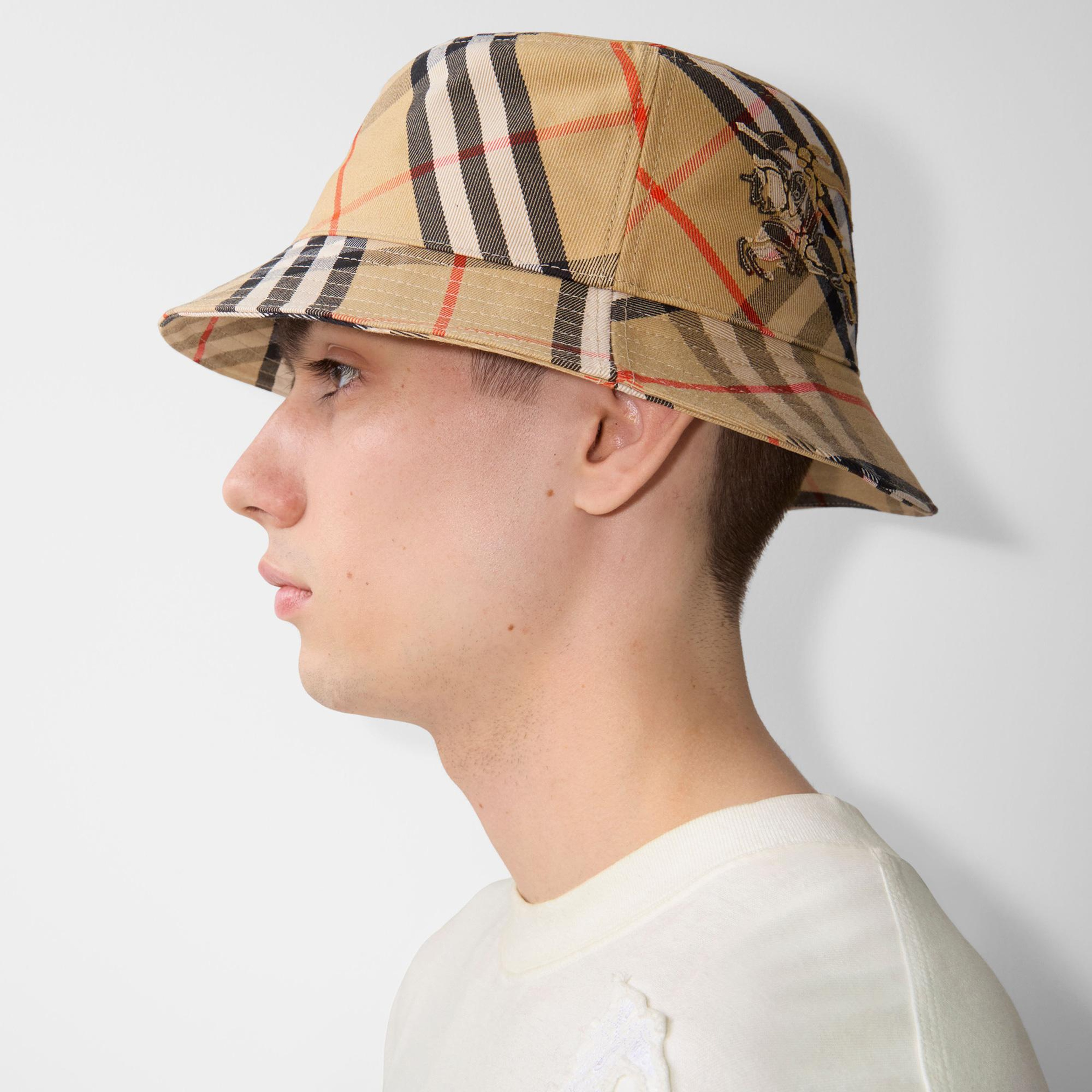 Burberry Check Pamuklu Blend Bucket Erkek Bej Şapka