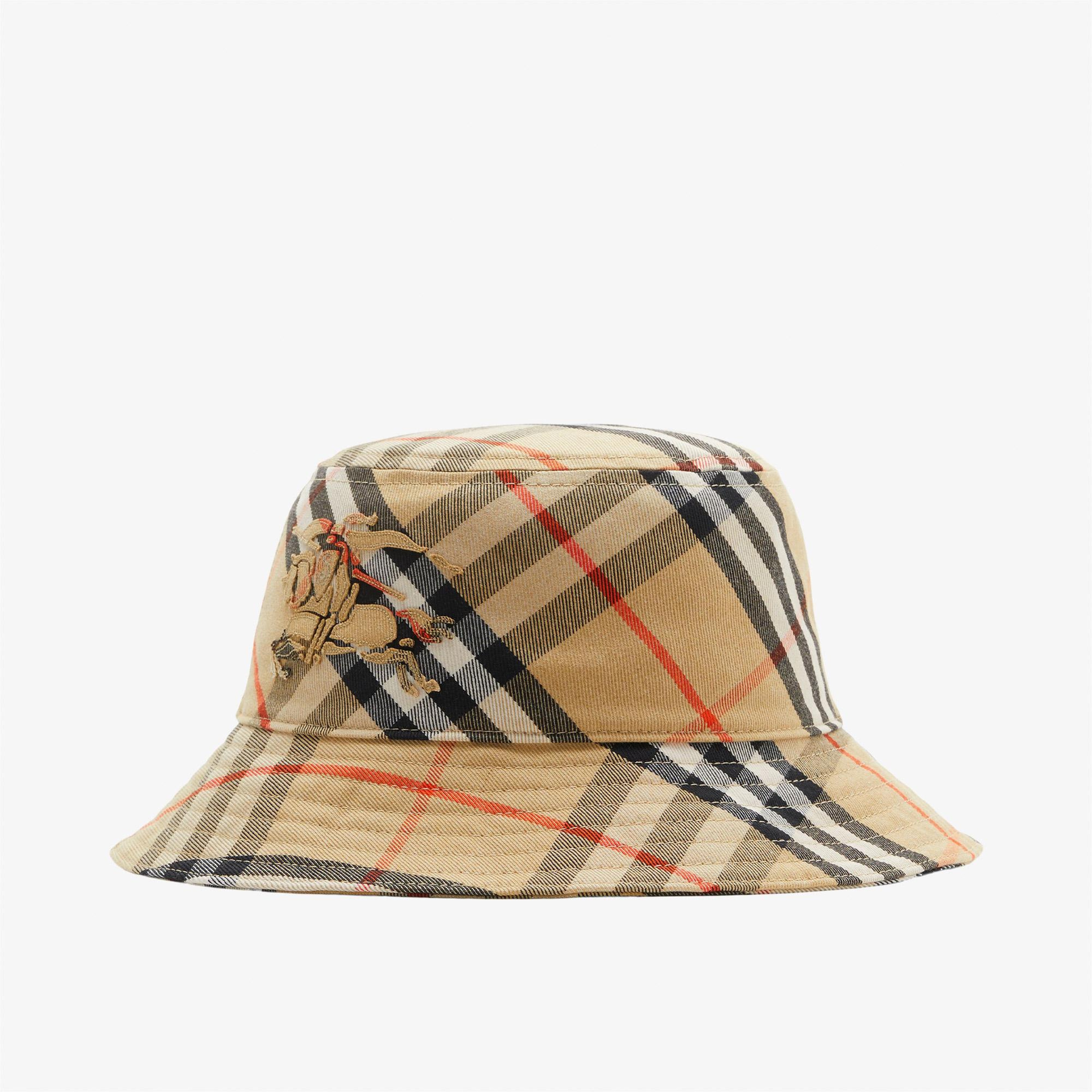 Burberry Check Pamuklu Blend Bucket Erkek Bej Şapka