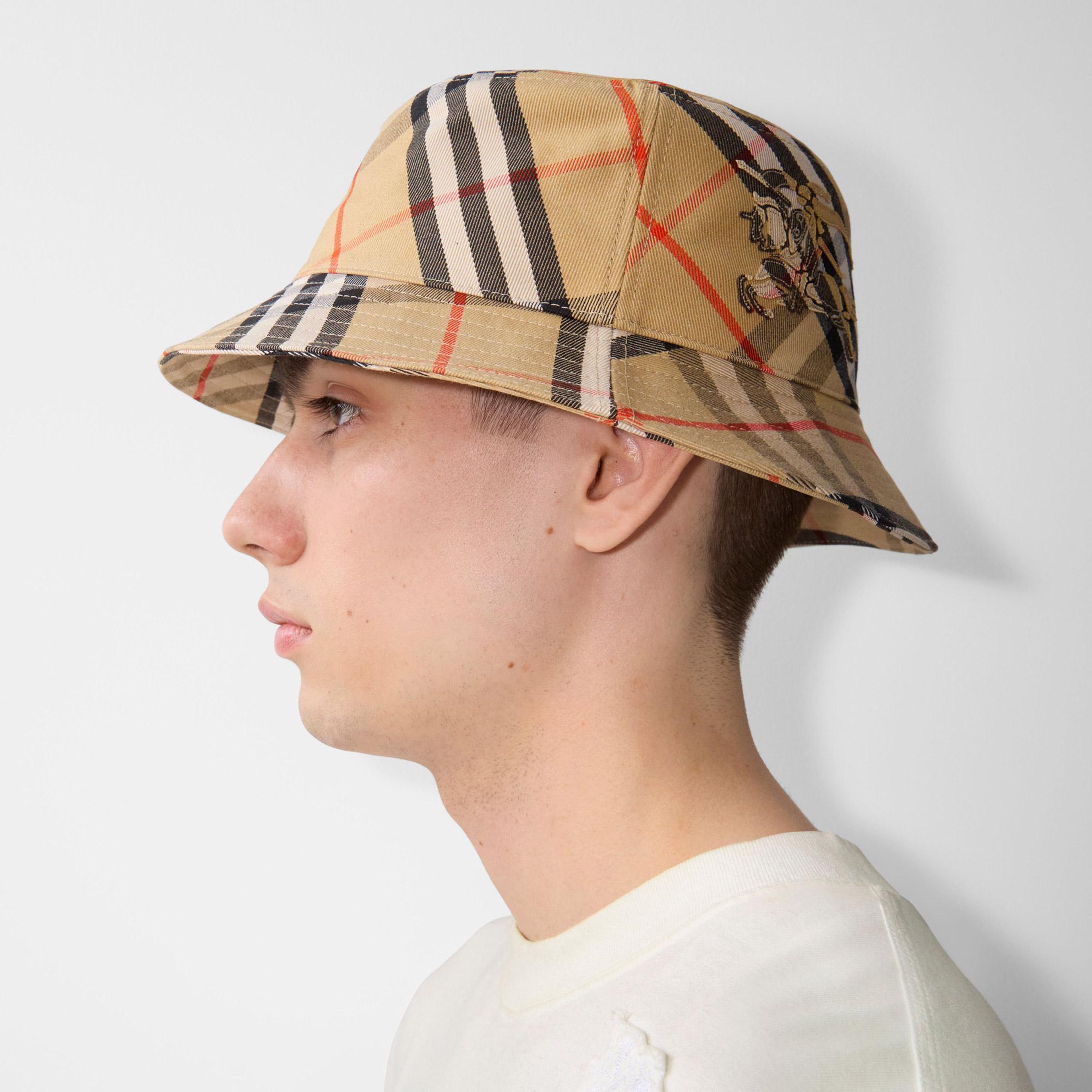 Burberry Check Pamuklu Blend Bucket Erkek Bej Şapka