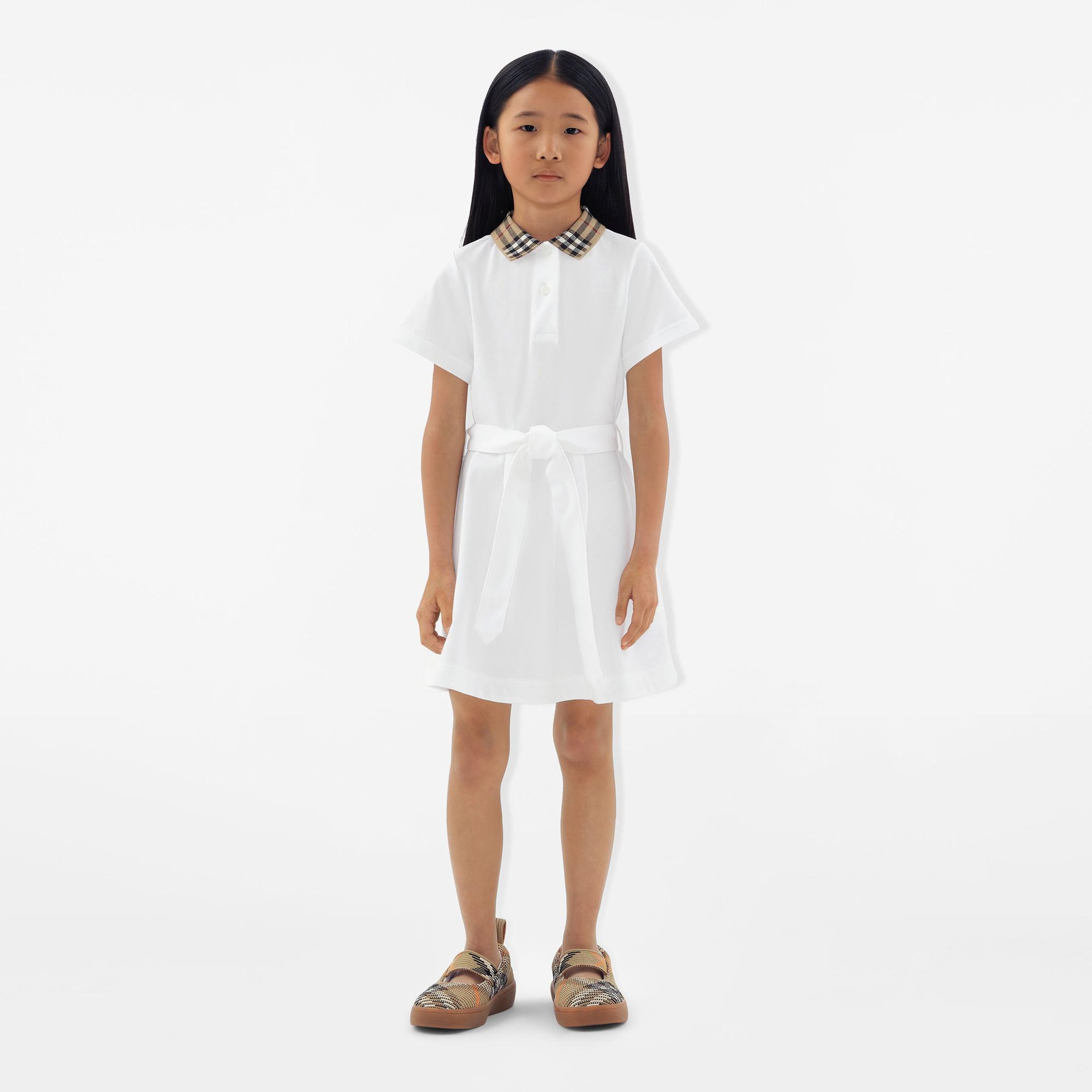 Burberry Astrid Collar Cotton Çocuk Beyaz Elbise