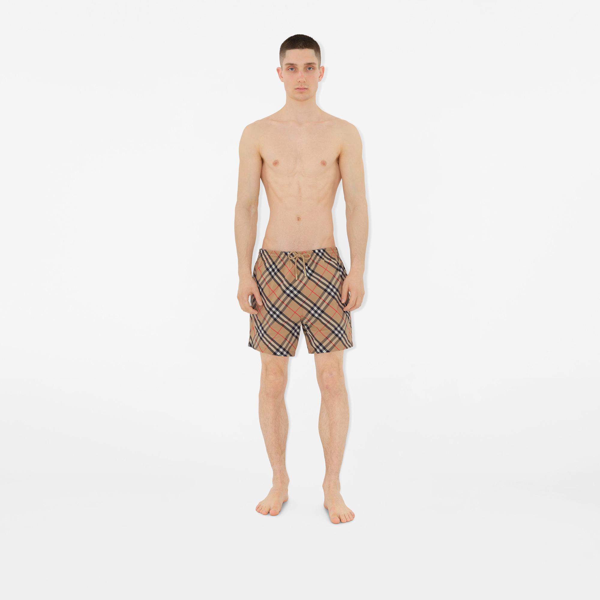 Burberry Check Erkek Bej Deniz Şortu