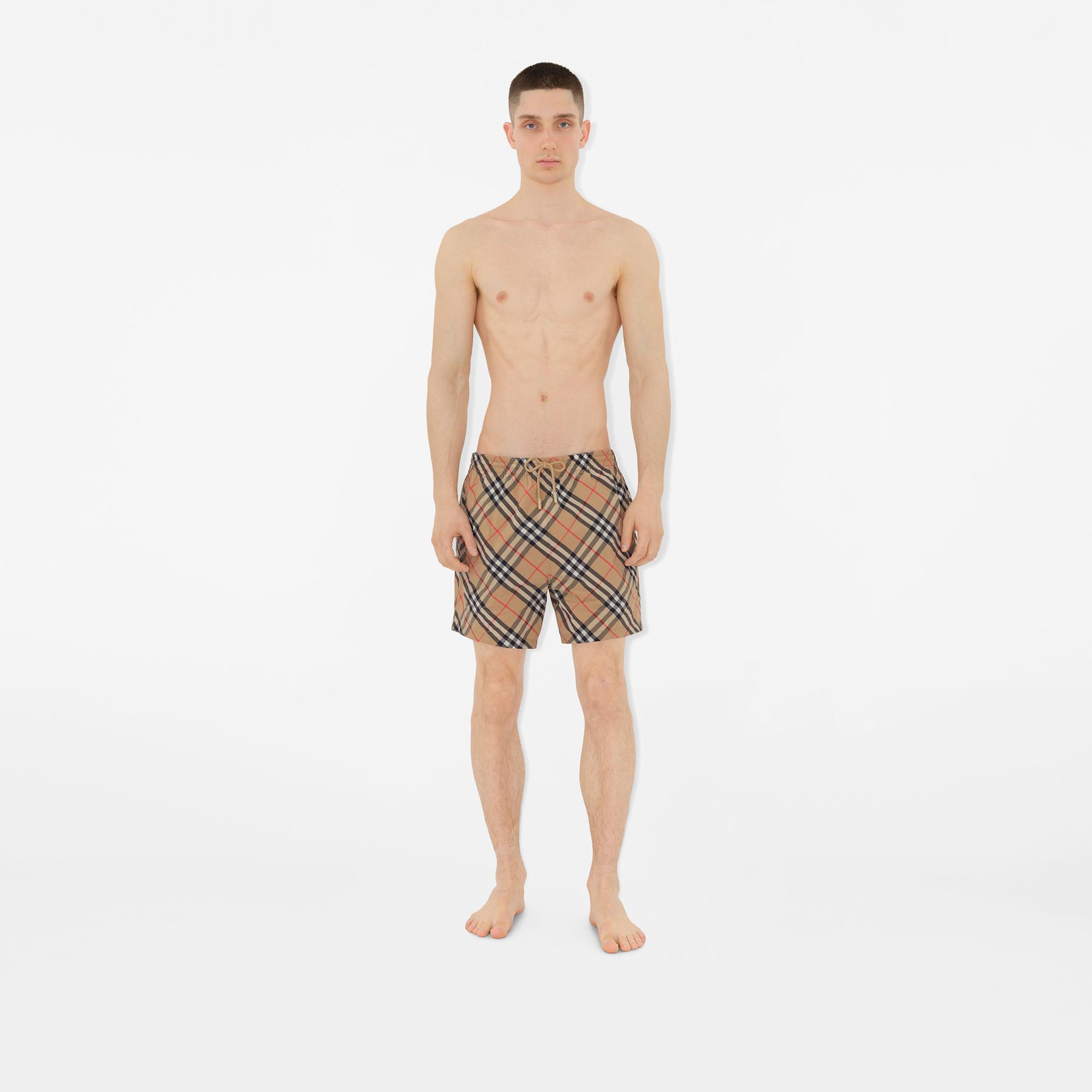 Burberry Check Erkek Bej Deniz Şortu