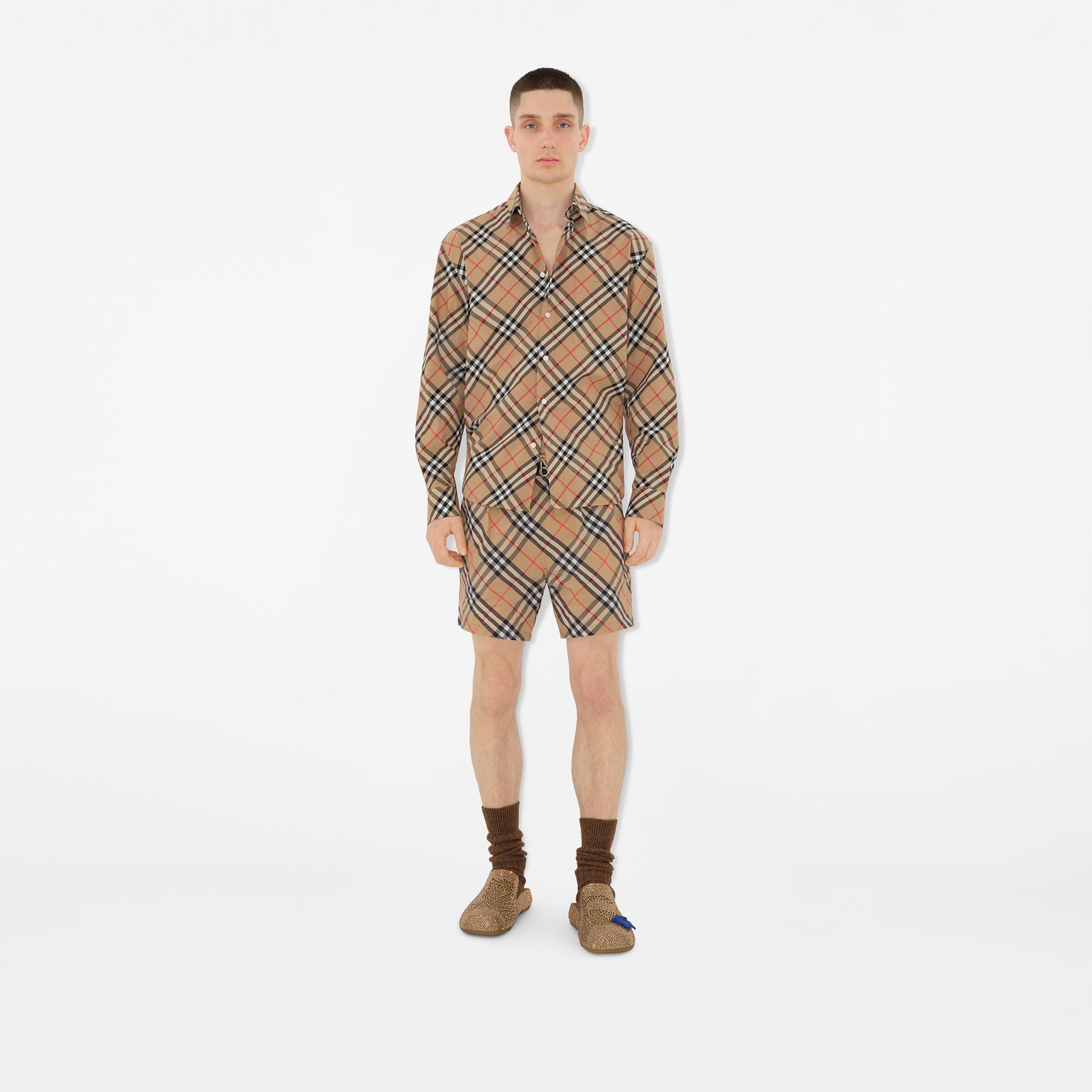 Burberry Check Erkek Bej Deniz Şortu