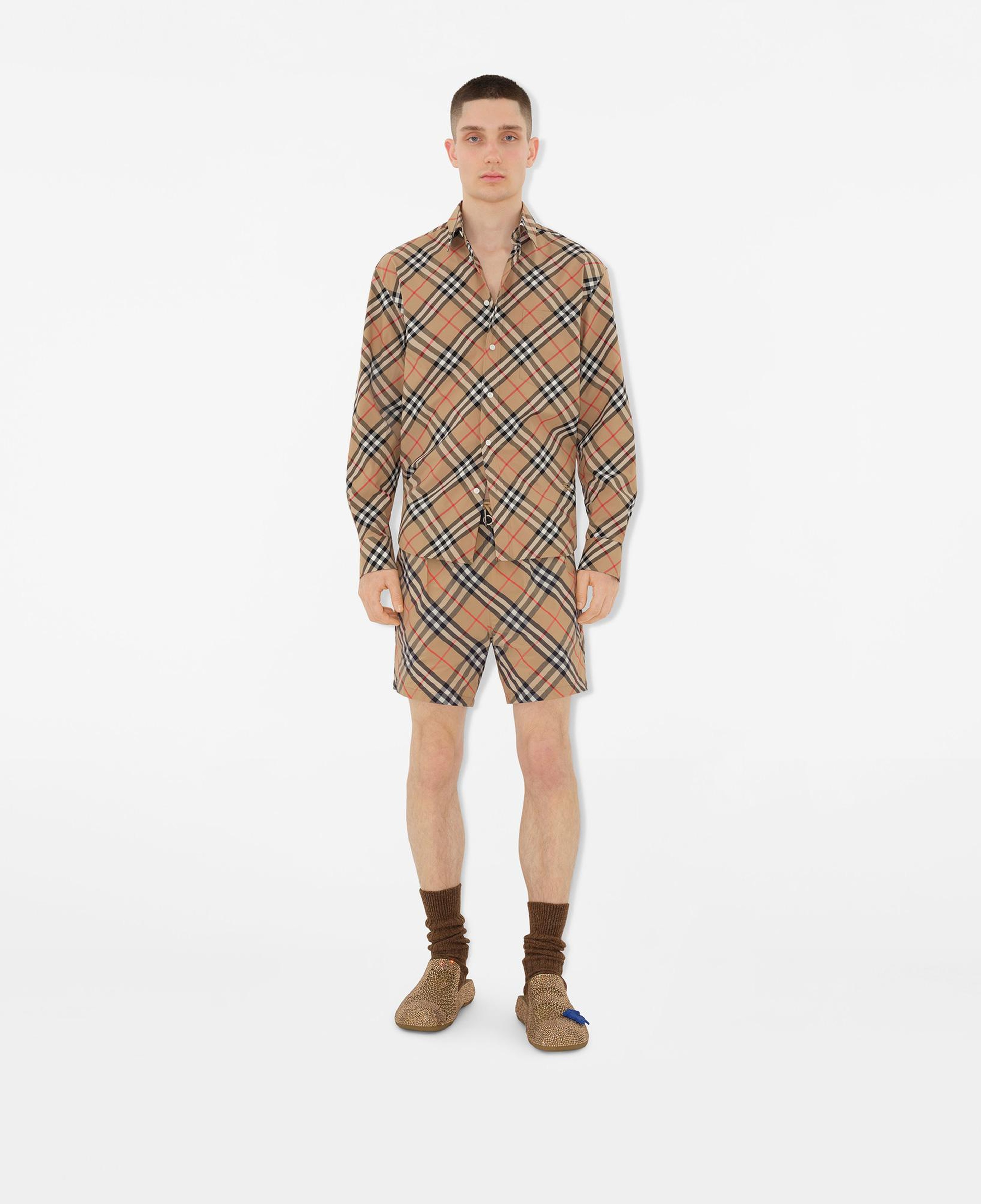 Burberry Check Erkek Bej Deniz Şortu