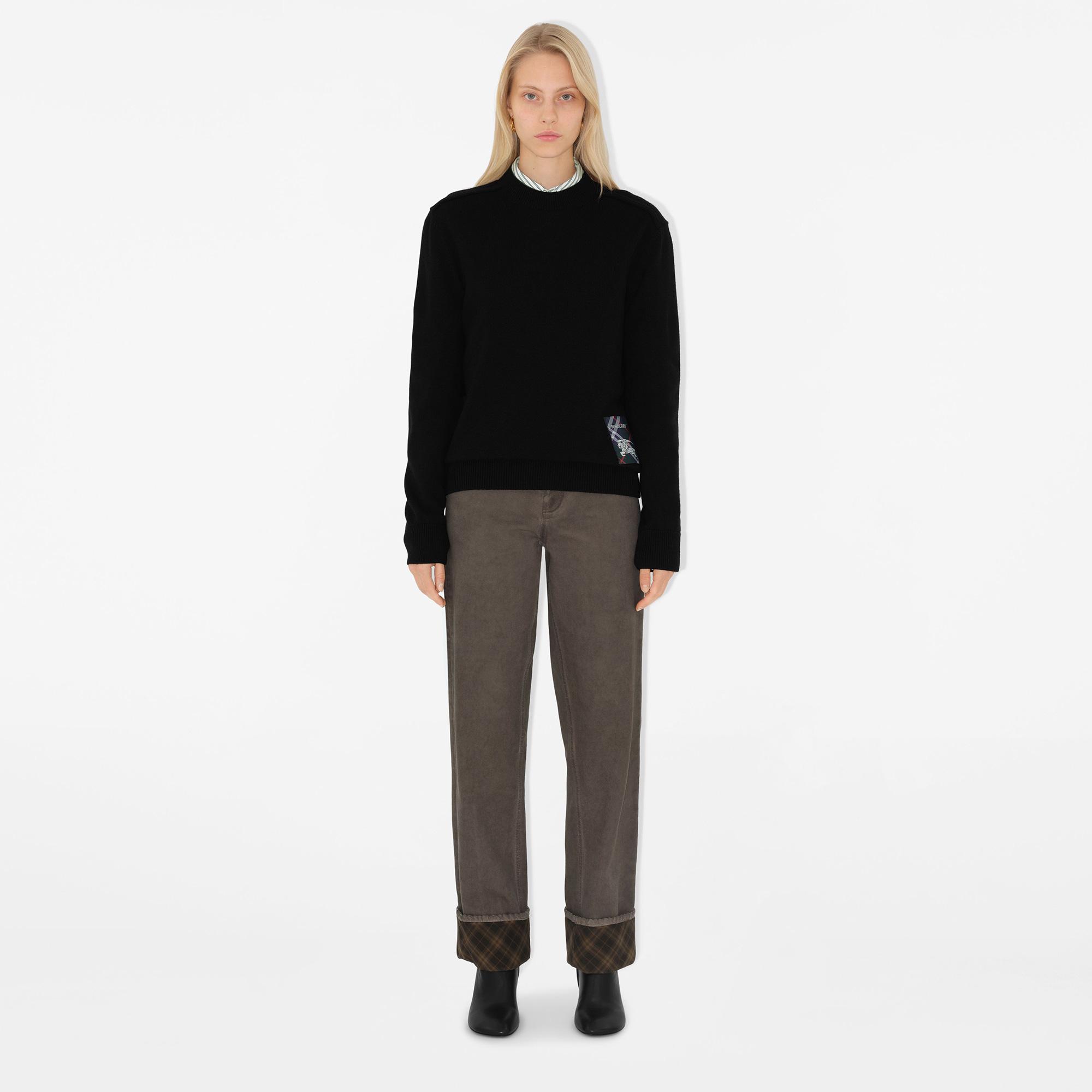 Burberry Smt Label Wool Kadın Siyah Kazak