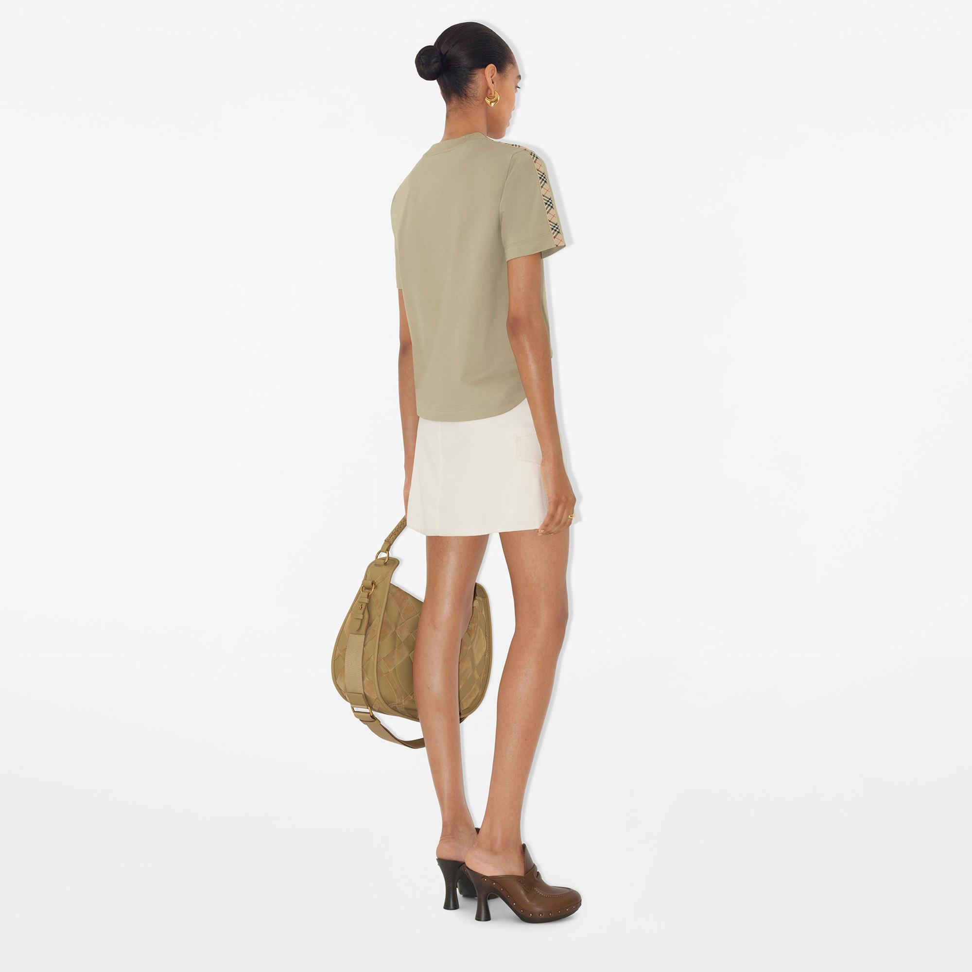 Burberry Tal Trim Cotton Kadın Haki T-Shirt