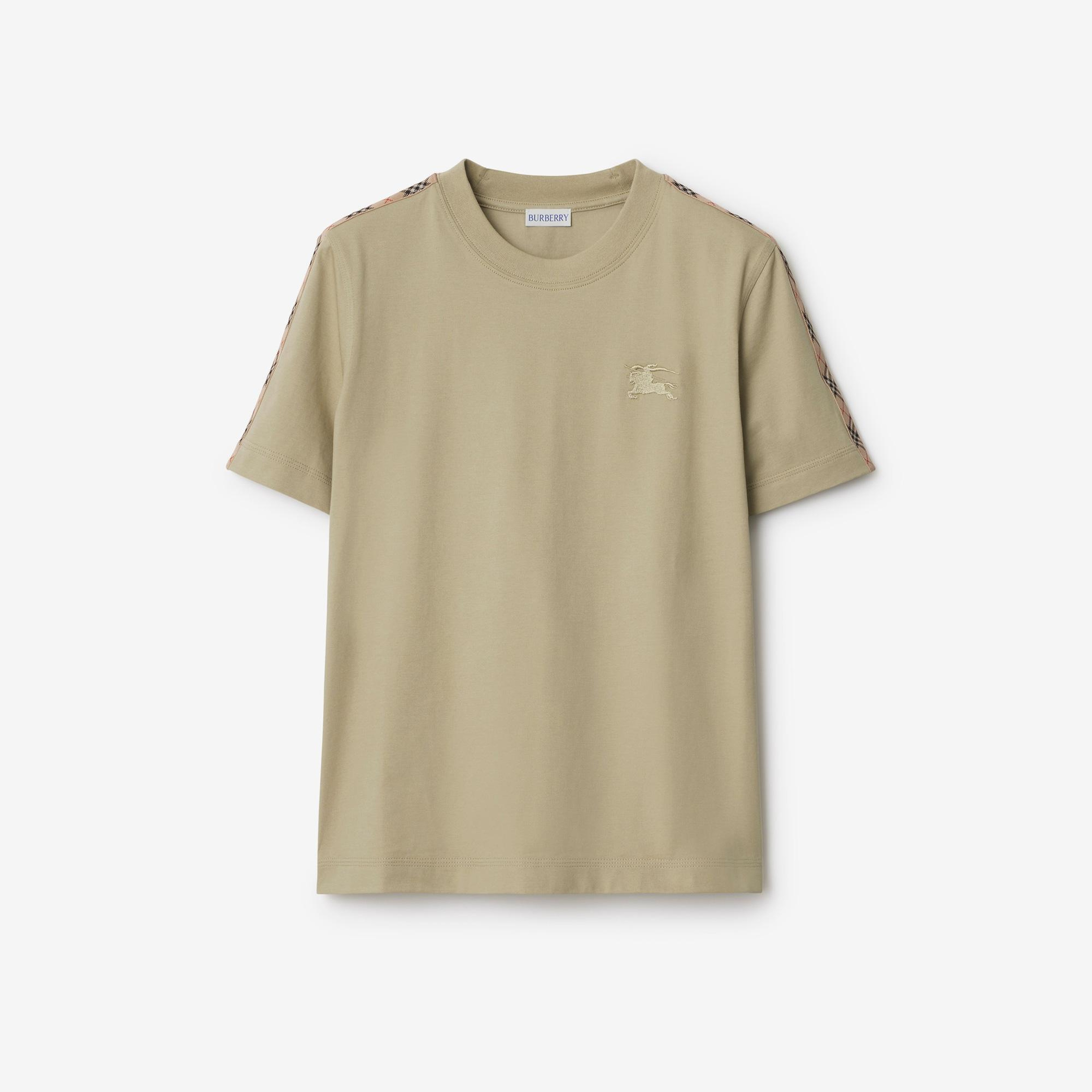 Burberry Tal Trim Cotton Kadın Haki T-Shirt