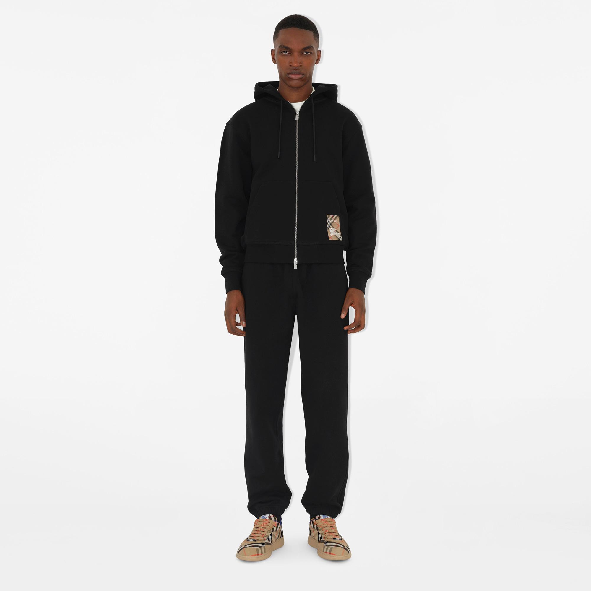 Burberry For Label Cotton Zip Erkek Siyah Hoodie