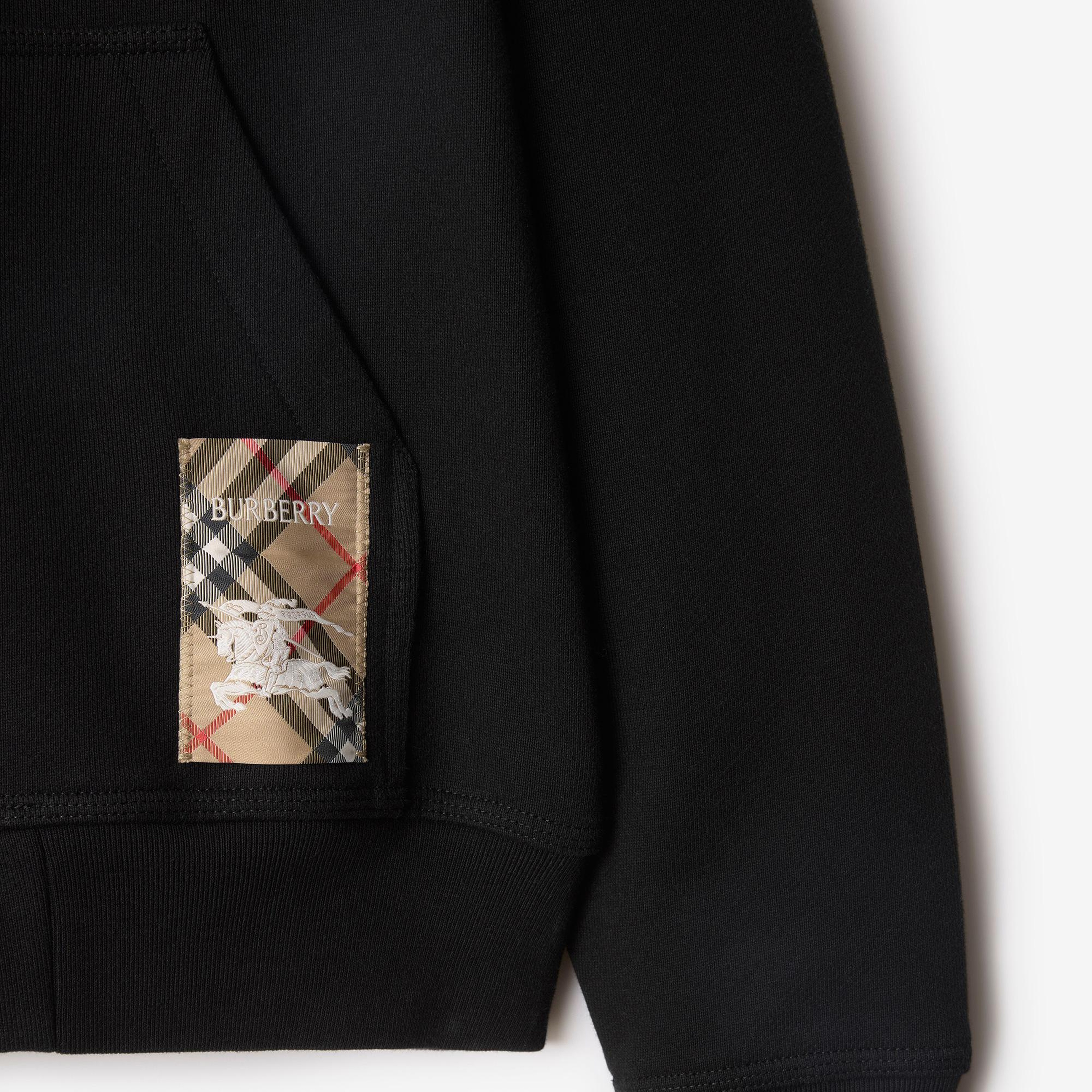 Burberry For Label Cotton Zip Erkek Siyah Hoodie