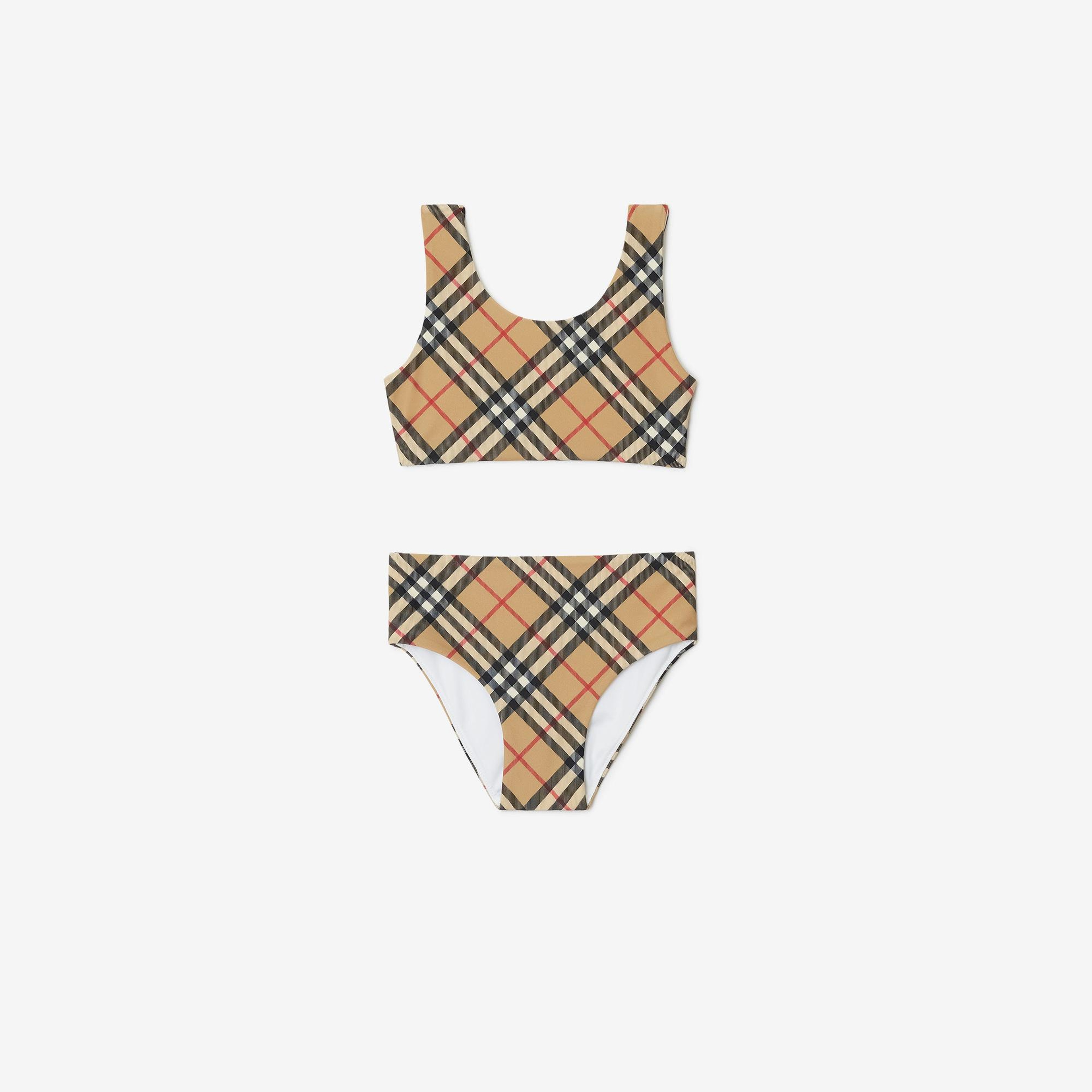 Burberry Check Print Çocuk Bej Bikini Takımı