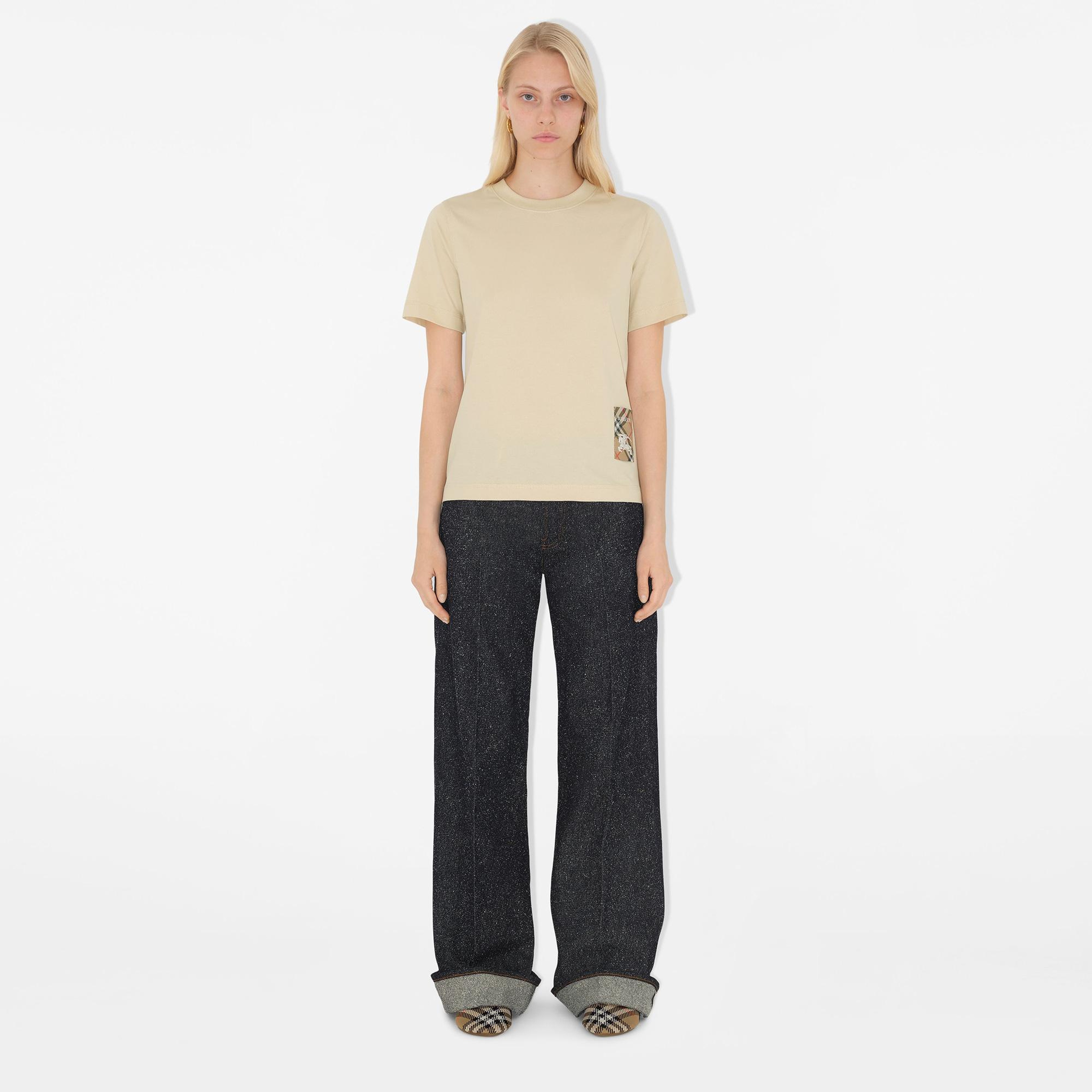 Burberry For Label Cotton Kadın Krem T-Shirt