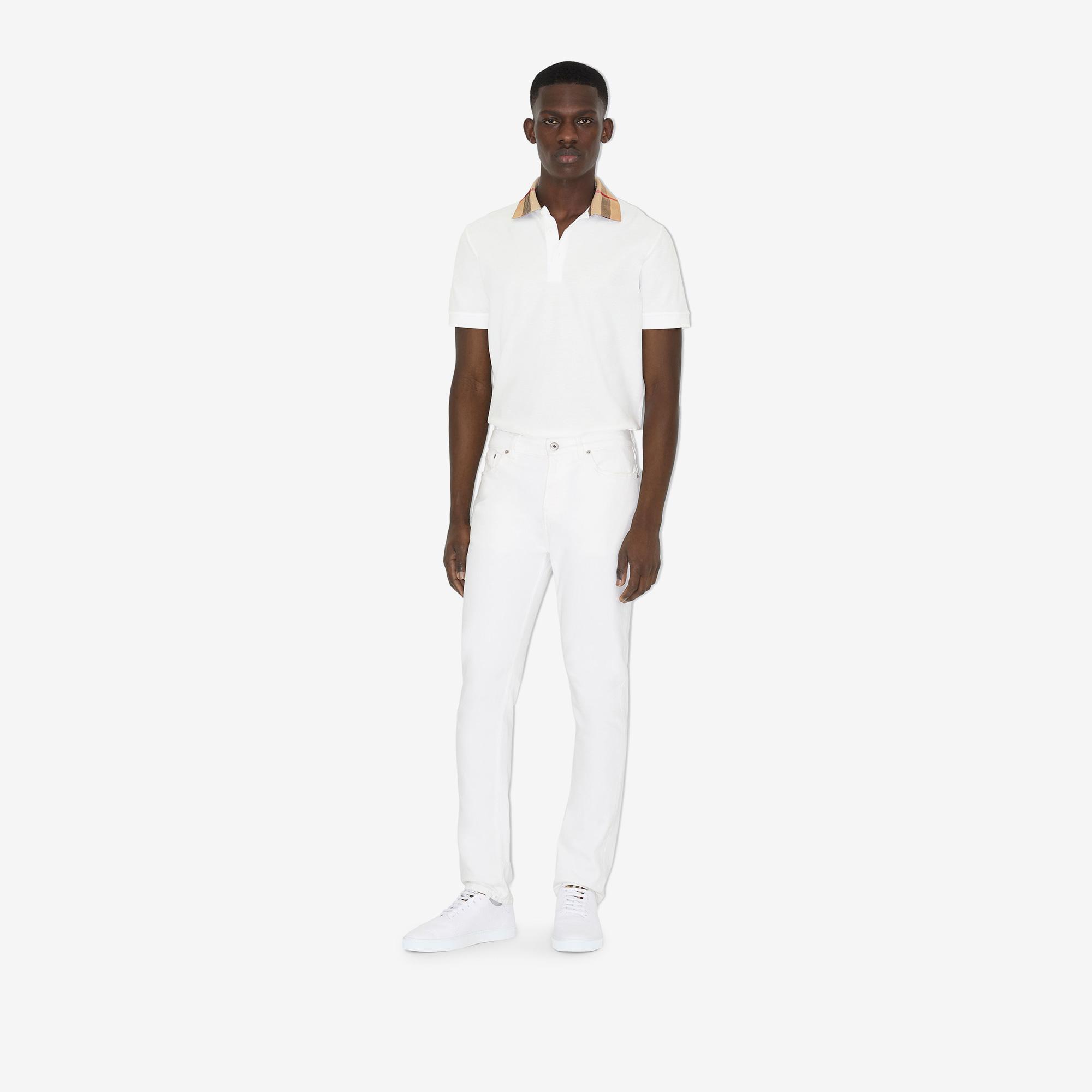 Burberry Pamuklu Erkek Beyaz Polo