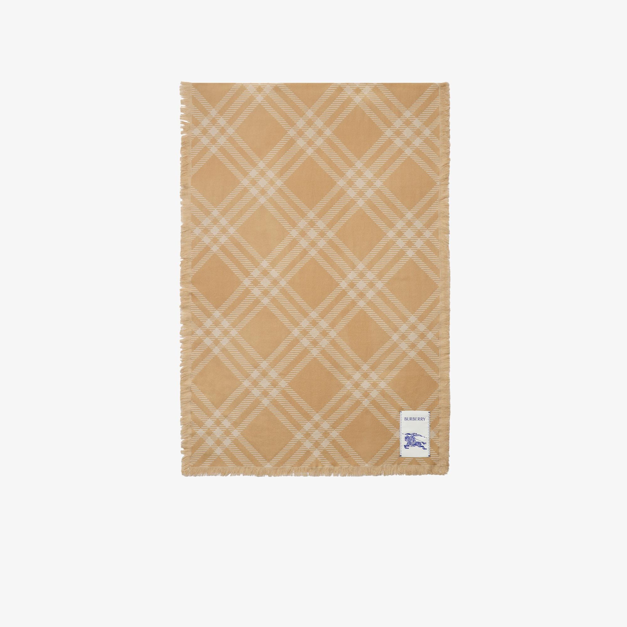 Burberry Wide Check Wool Silk Kadın Bej Atkı