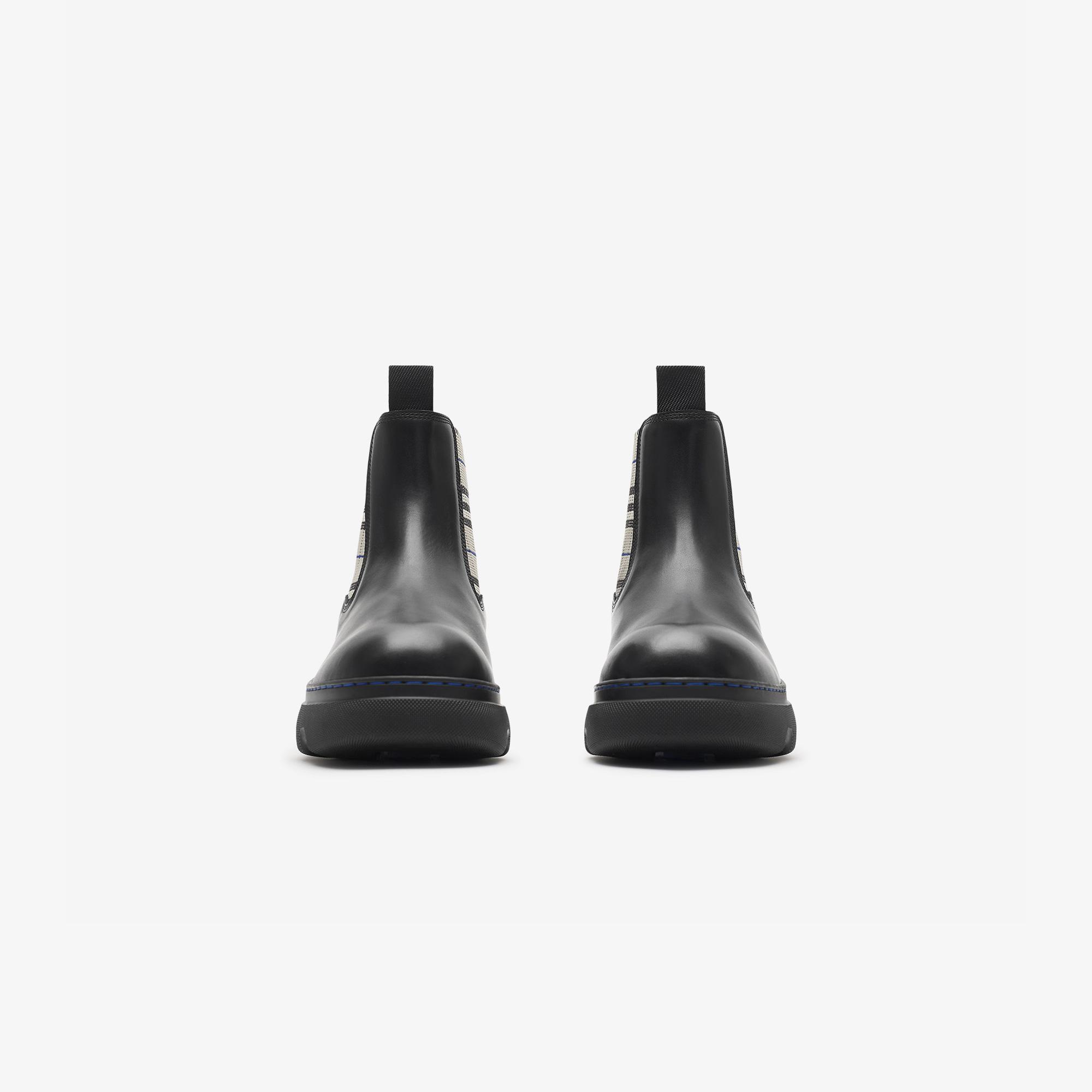 Burberry Leather Creeper Low Chelsea Kadın Siyah Bot