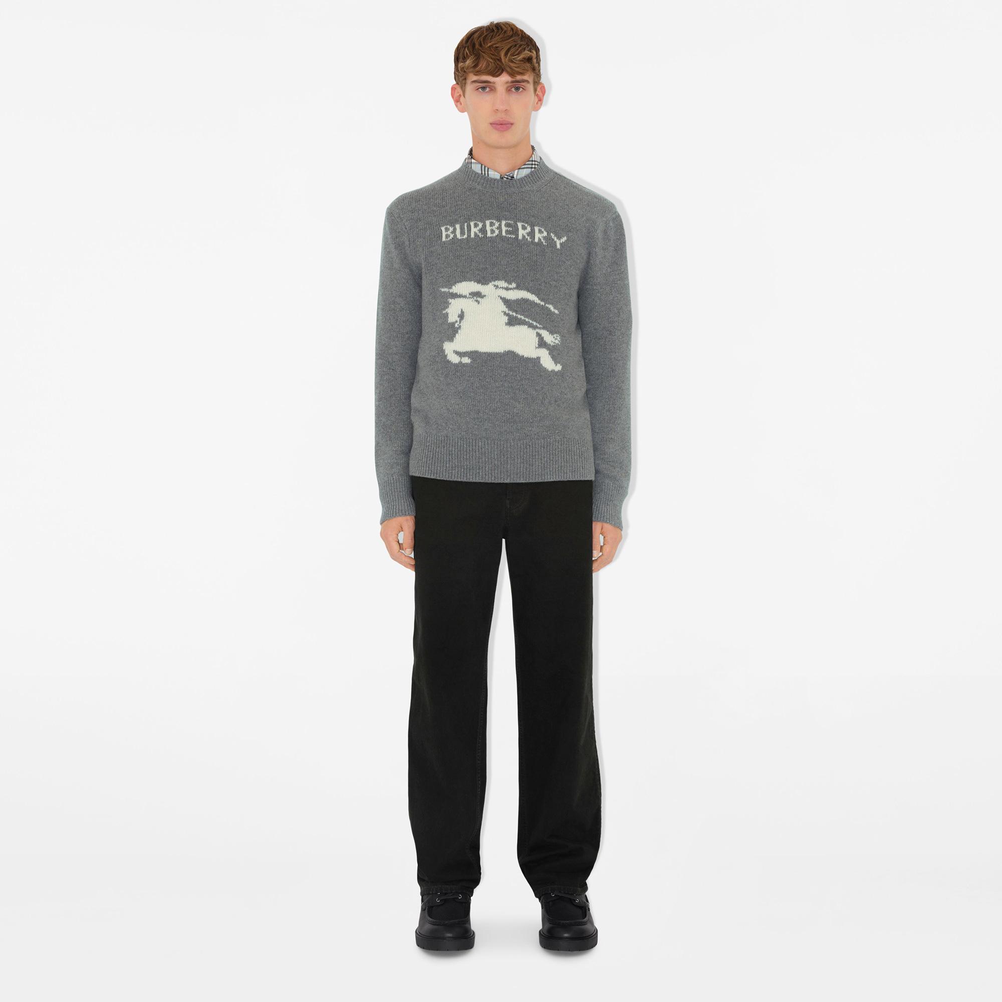 Burberry Pai Wool Cashmere Erkek Gri Kazak 8104878 | FashFed