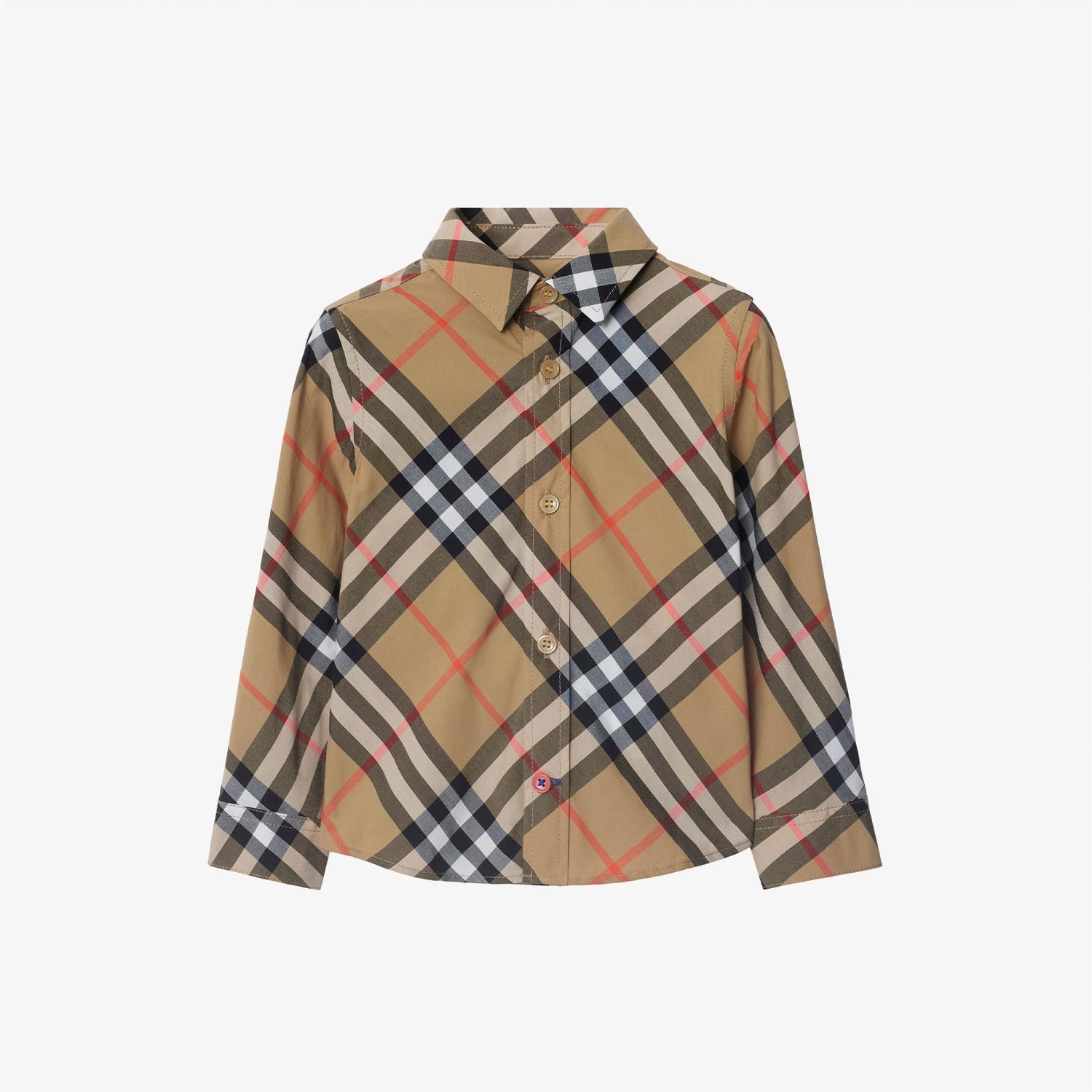 Burberry Check Pamuklu Çocuk Bej Gömlek