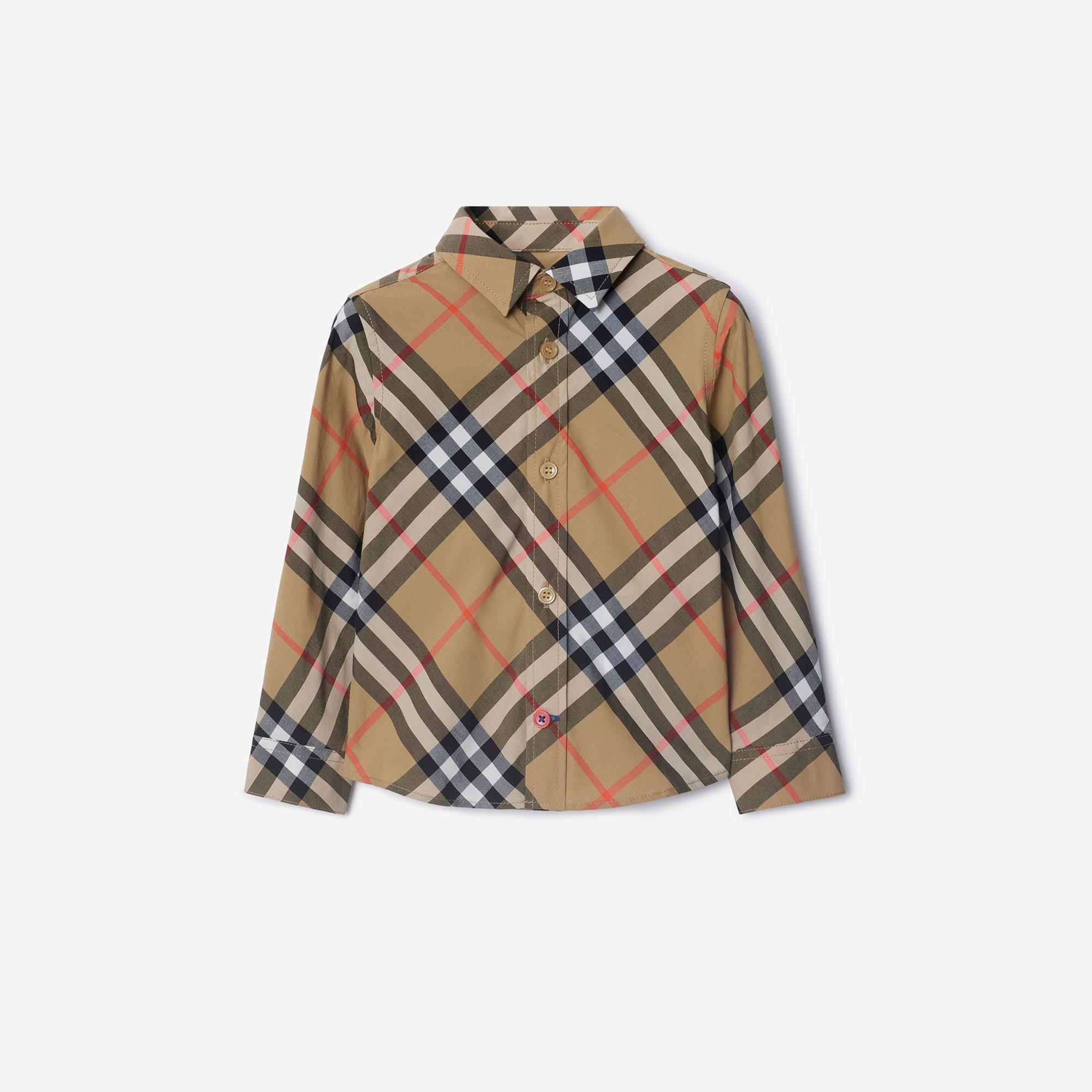 Burberry Check Pamuklu Çocuk Bej Gömlek
