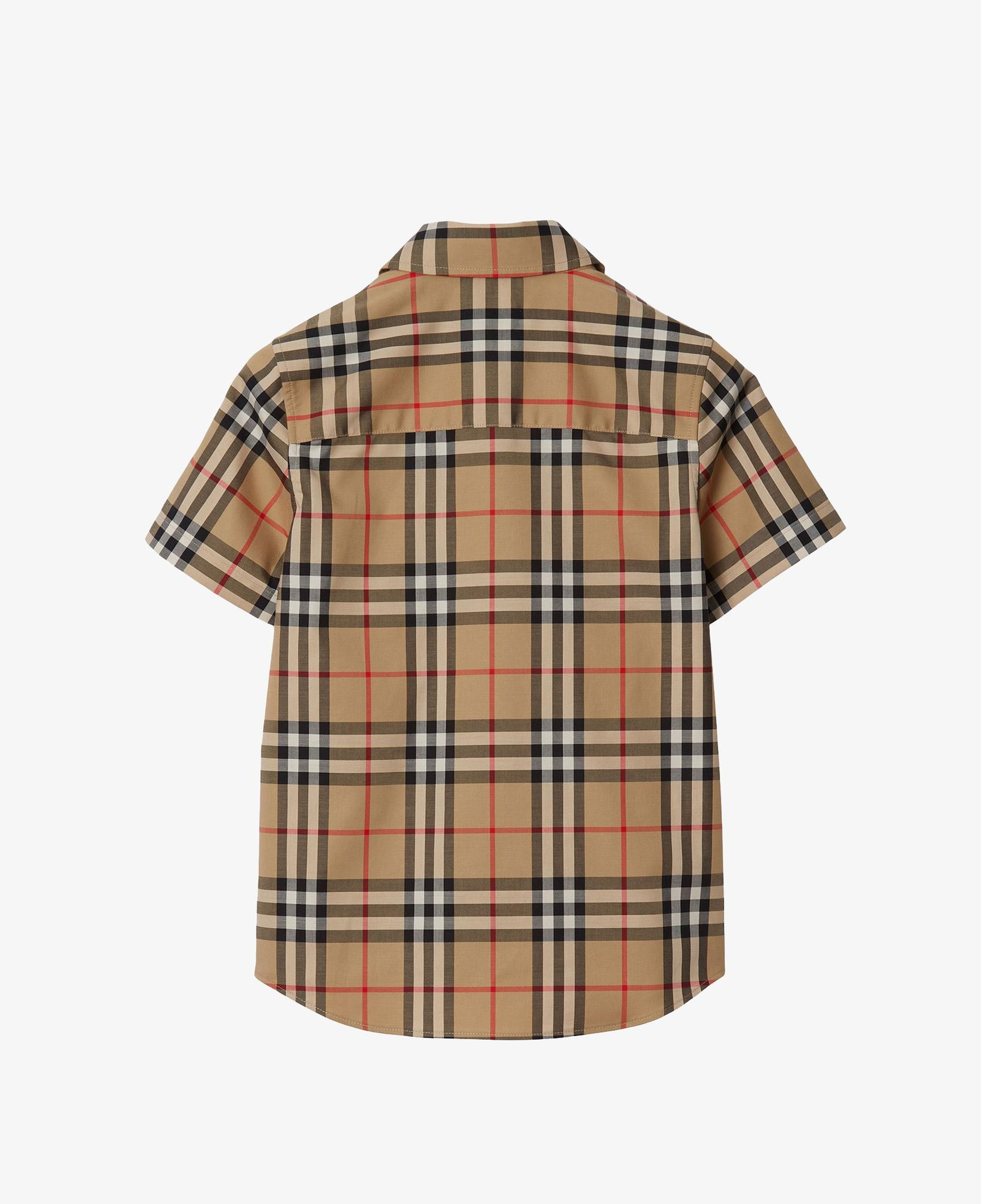 Burberry Check Stretch Pamuklu Çocuk Bej Gömlek