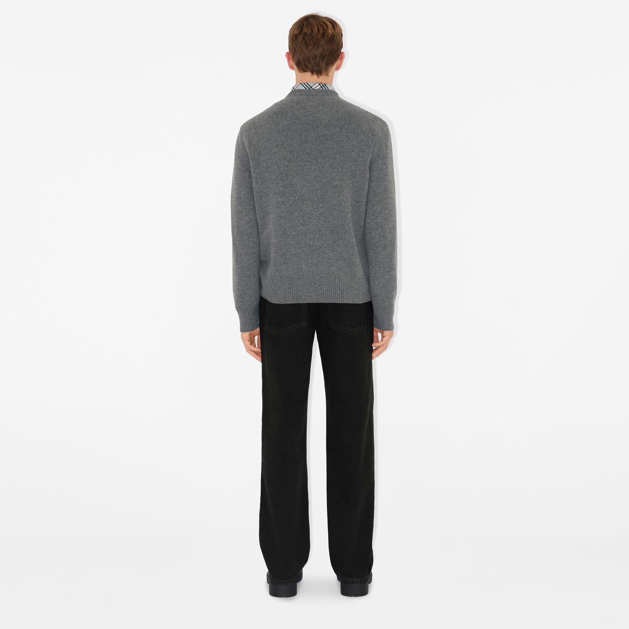 Burberry Pai Wool Cashmere Erkek Gri Kazak