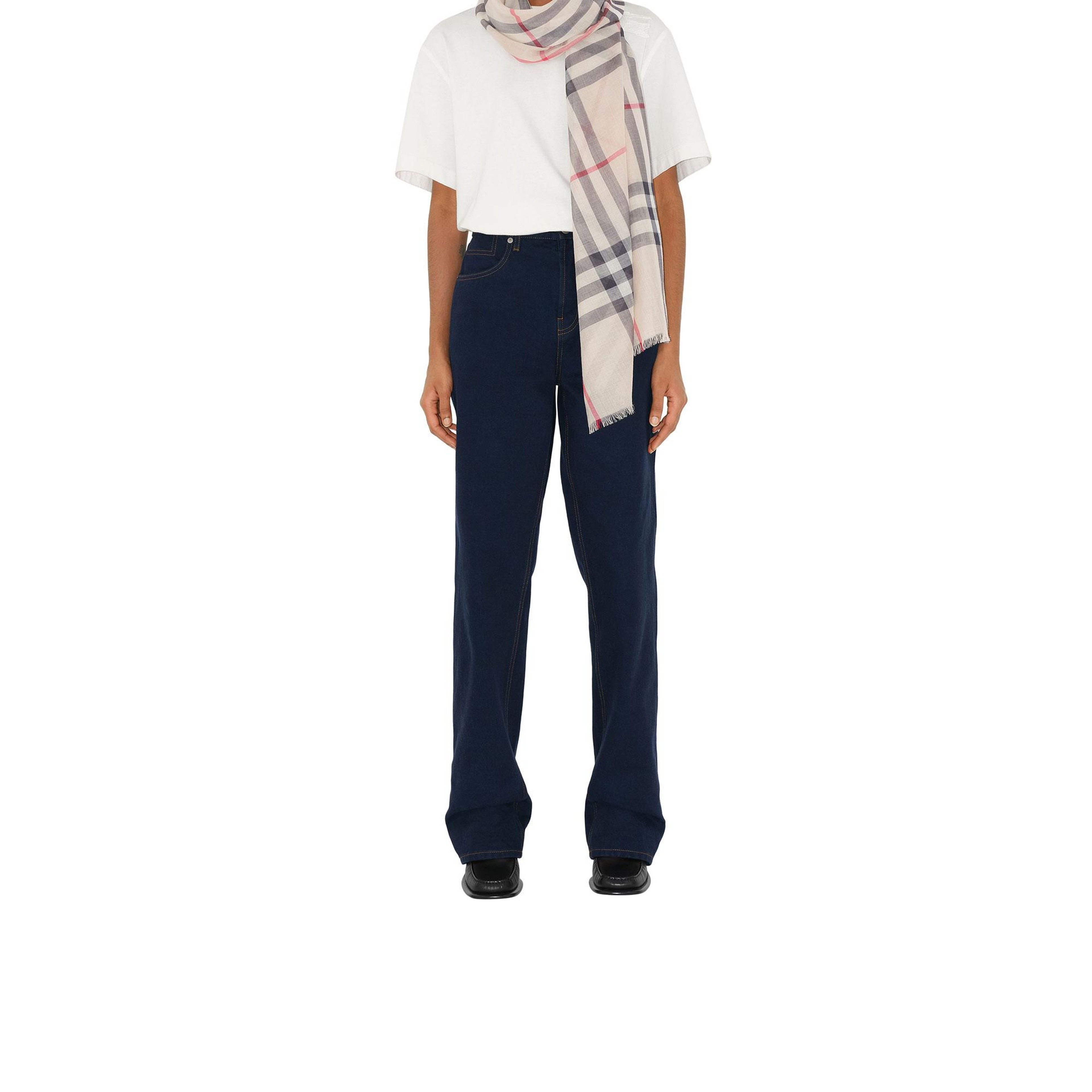 Burberry Gauze Wool Silk Kadın Krem Atkı