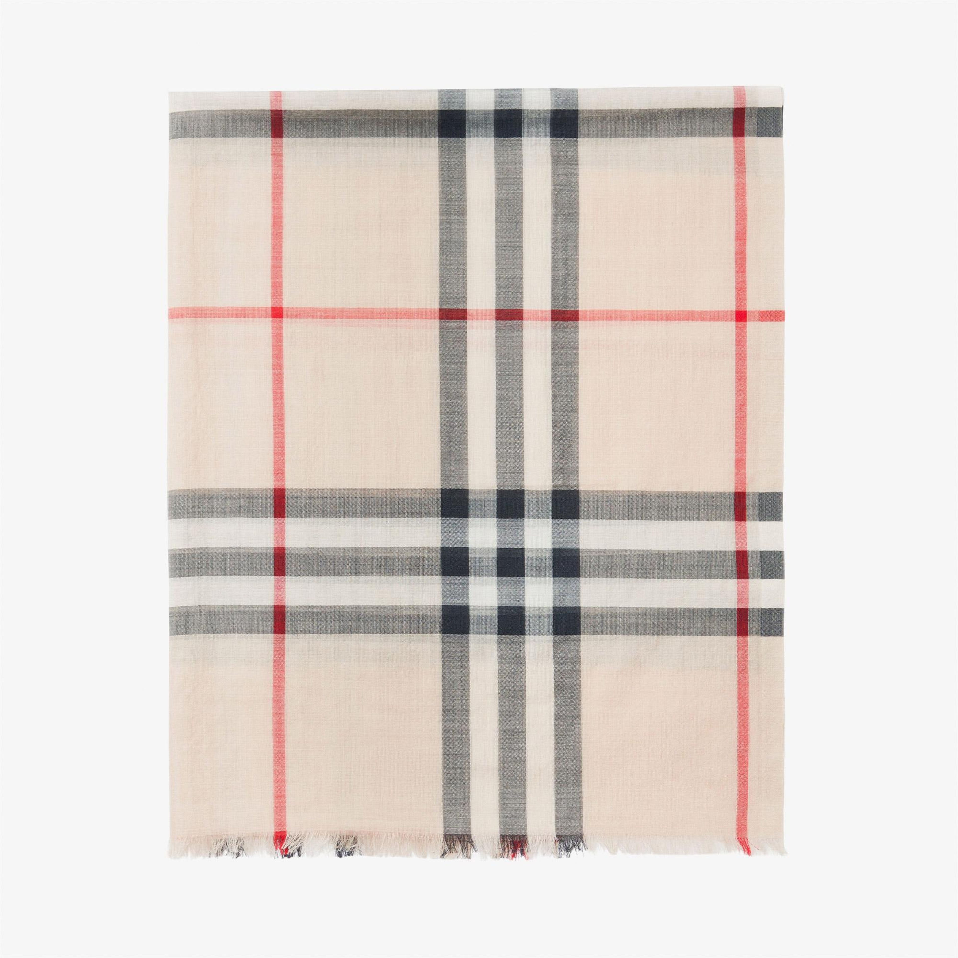 Burberry Gauze Wool Silk Kadın Krem Atkı