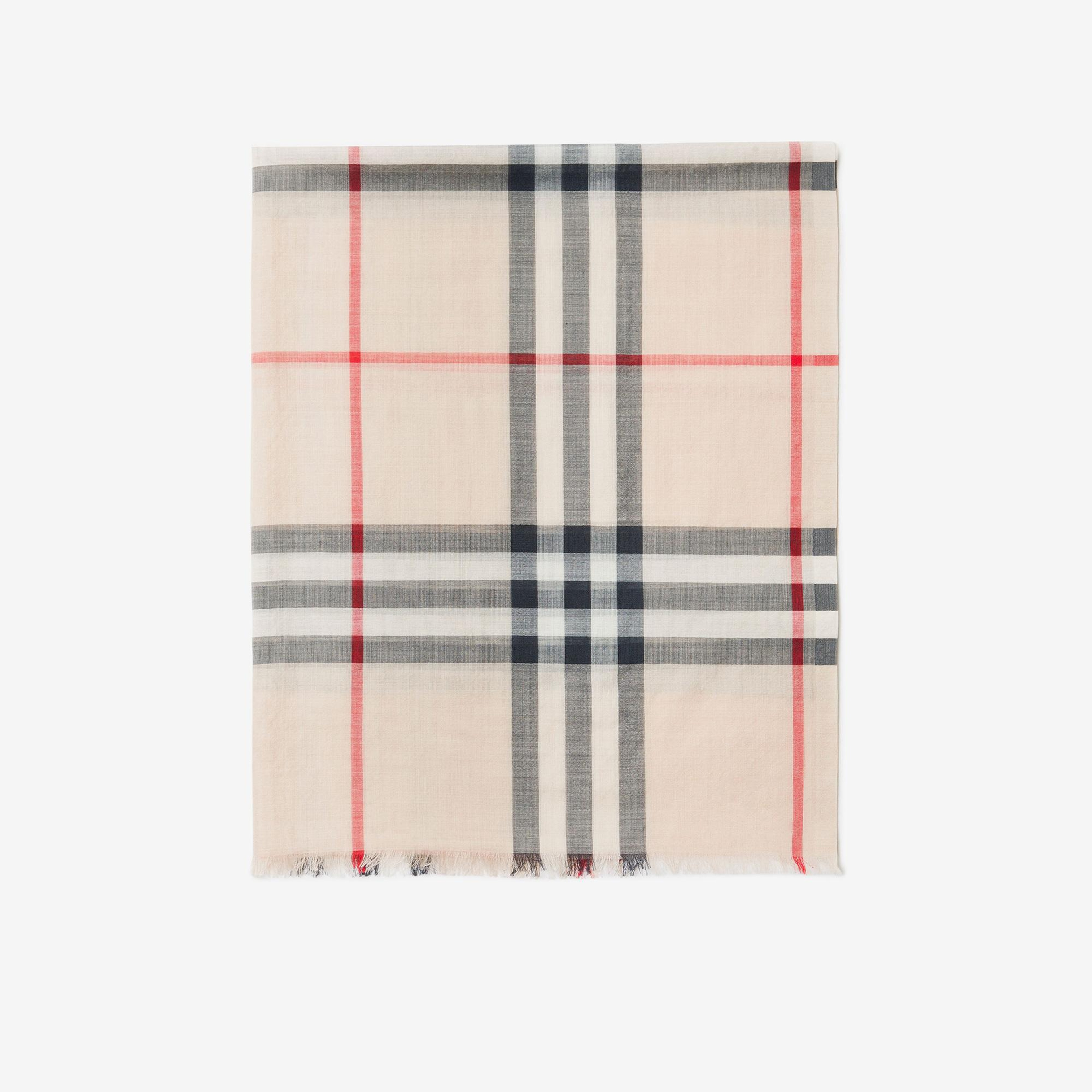 Burberry Gauze Wool Silk Kadın Krem Atkı