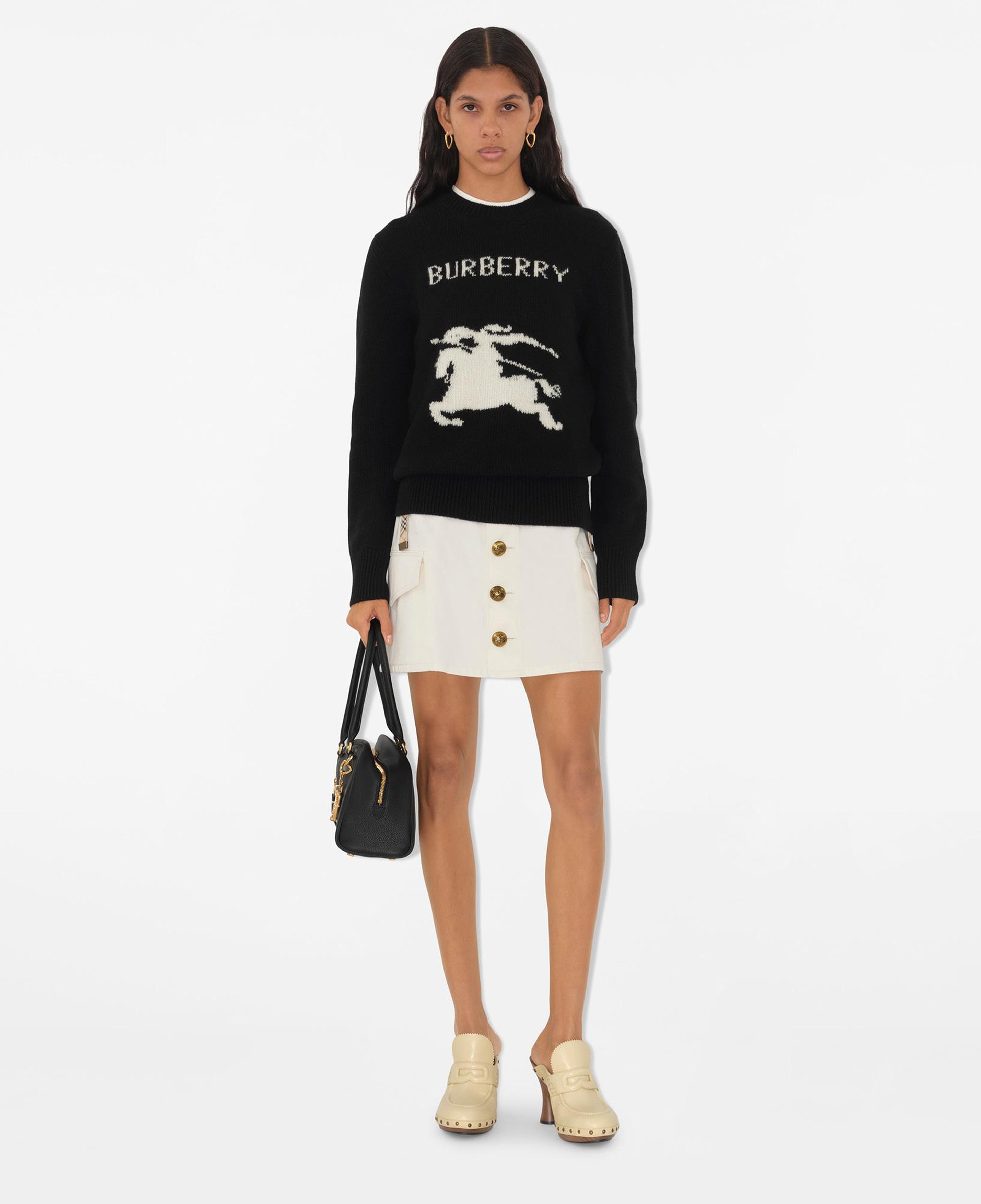 Burberry Pai Wool Cashmere Kadın Siyah Kazak