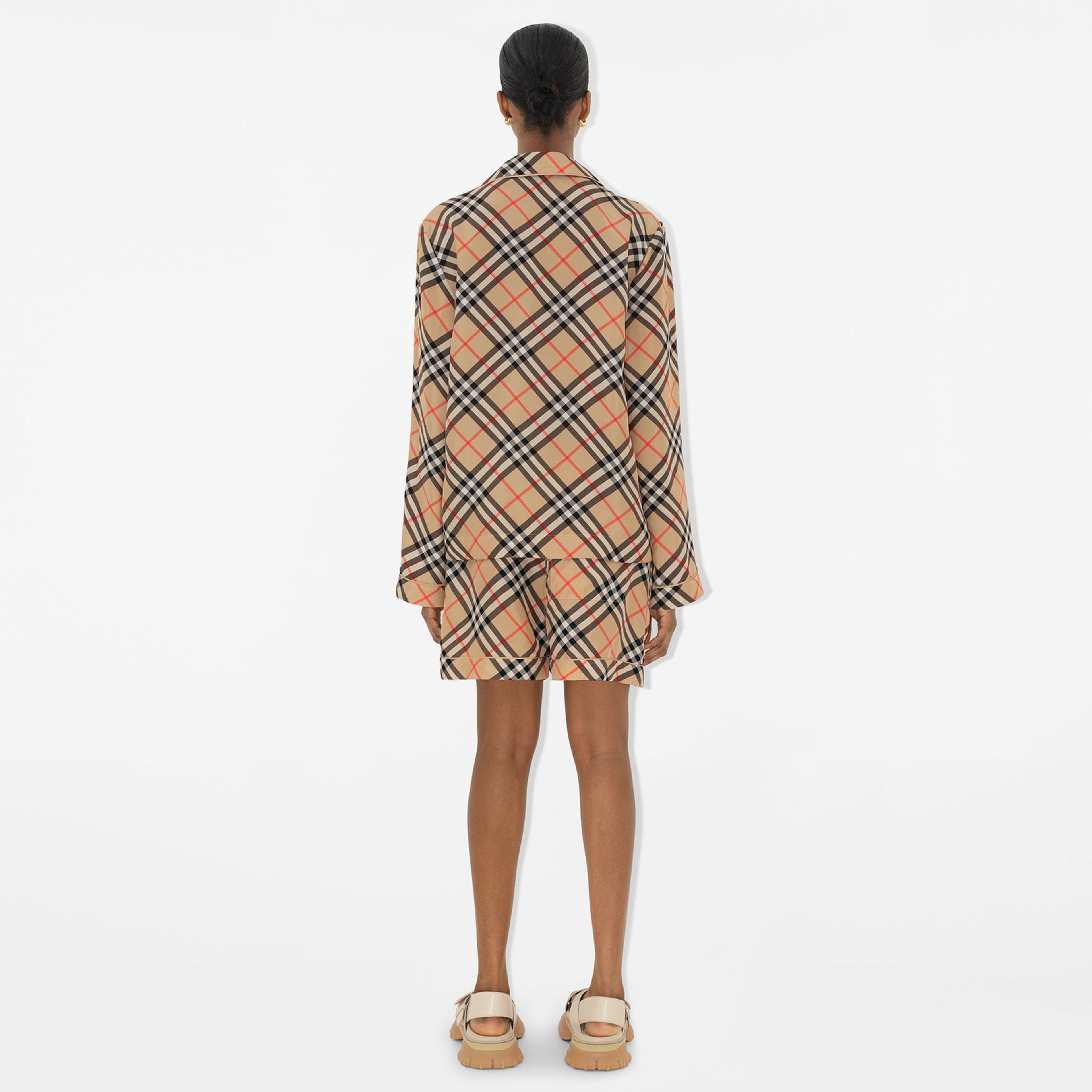 Burberry Check İpek Kadın Bej Gömlek