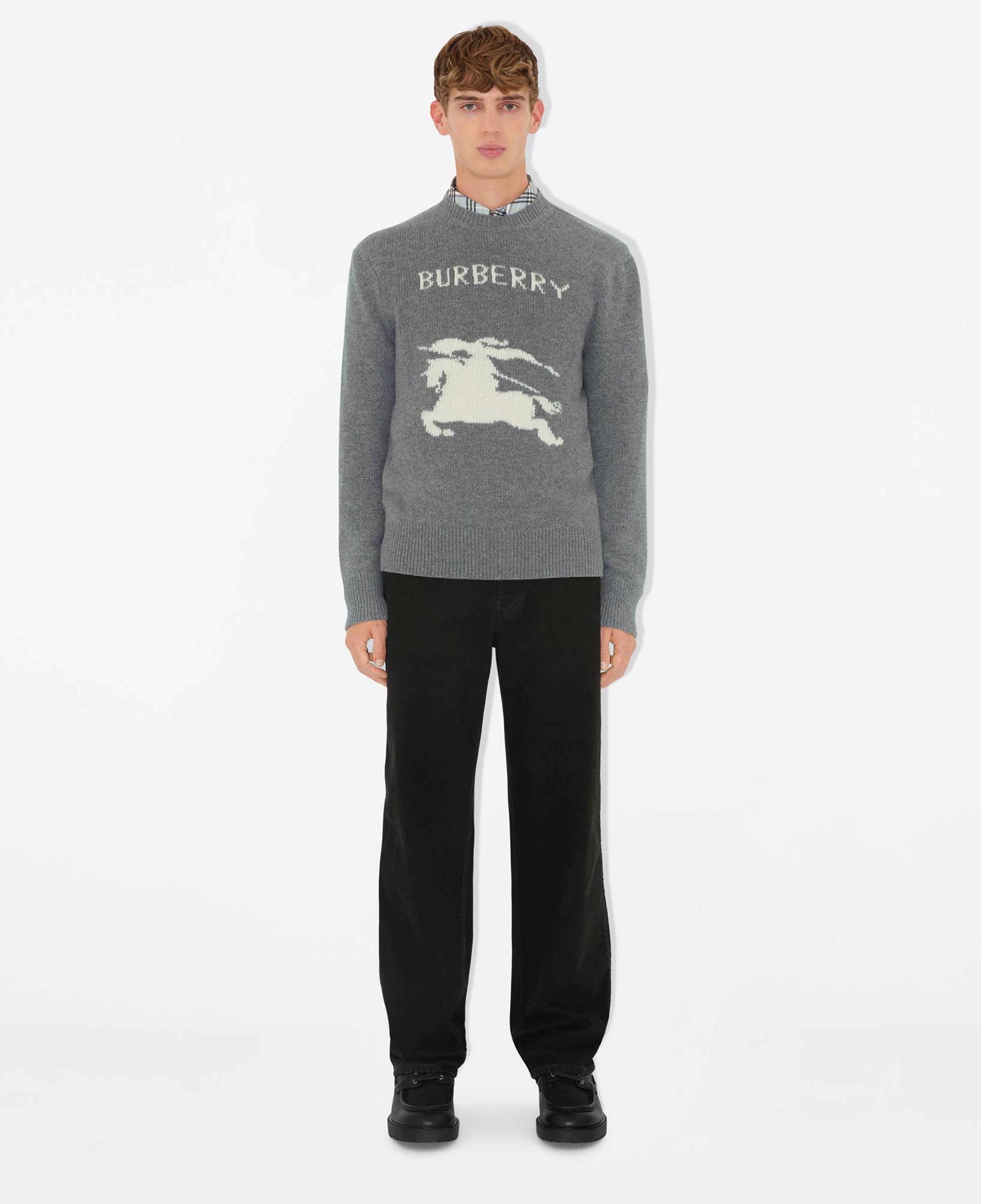 Burberry Pai Wool Cashmere Erkek Gri Kazak