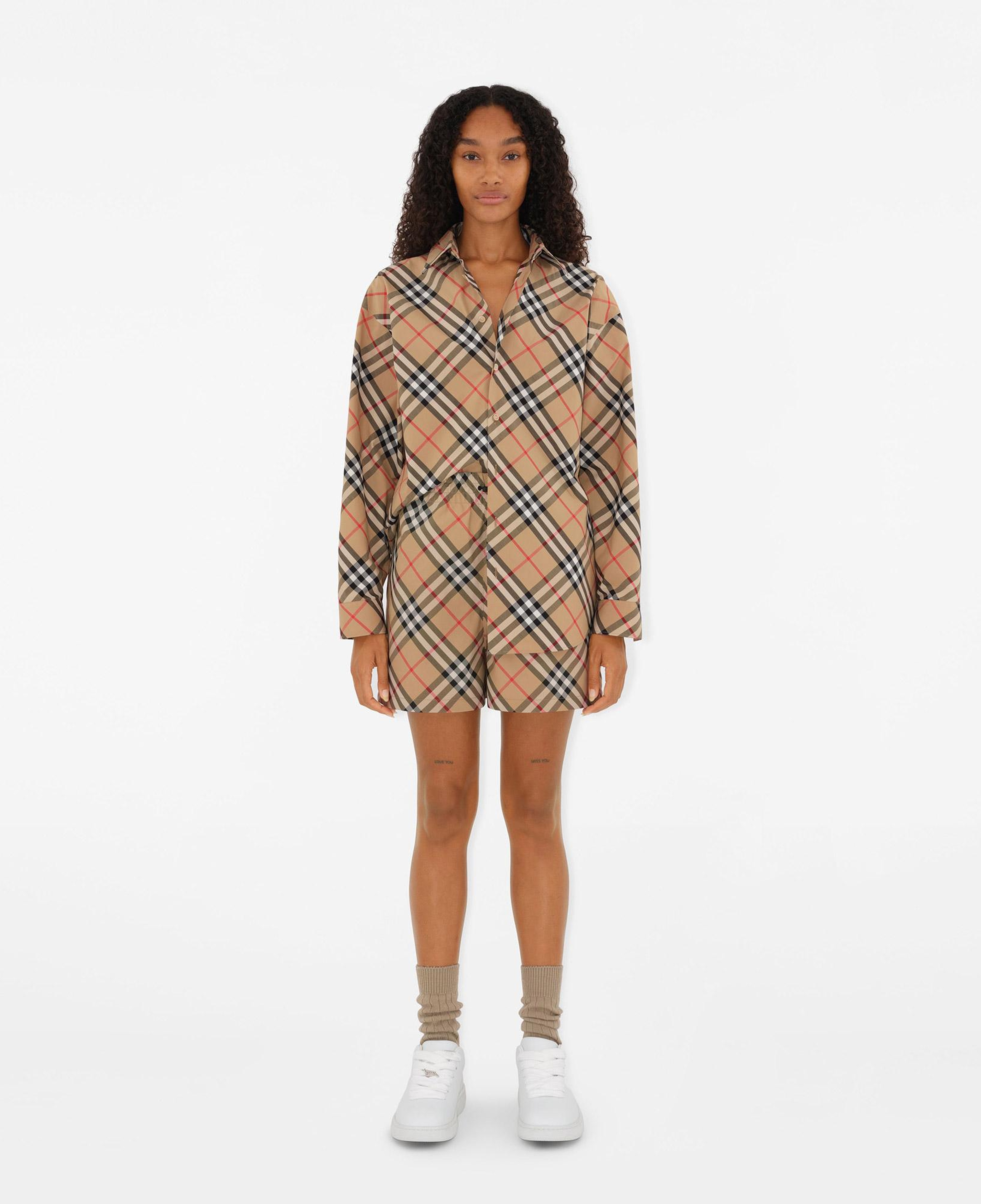 Burberry Check Pamuklu Kadın Bej Gömlek