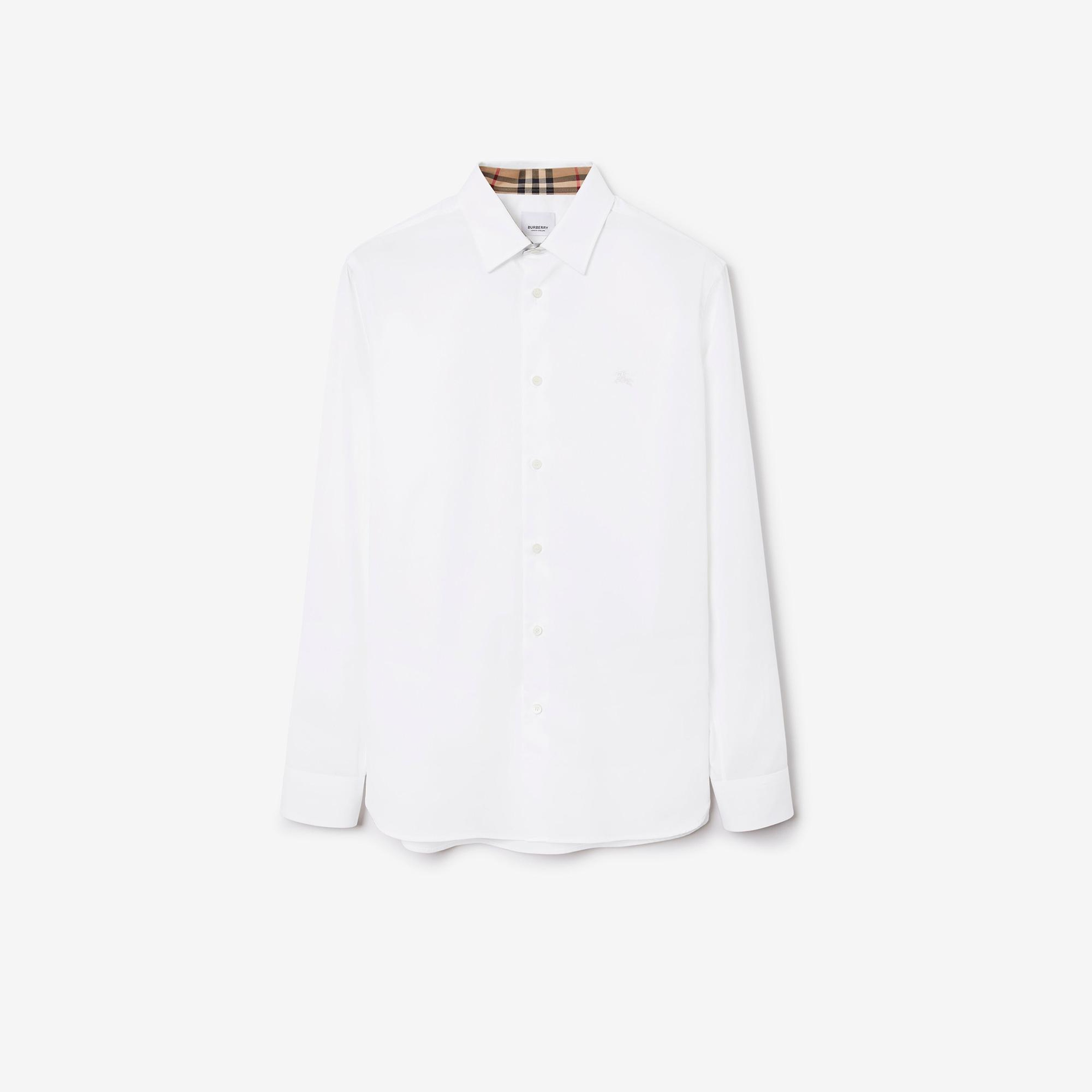 Burberry Stretch Pamuklu Erkek Beyaz Gömlek
