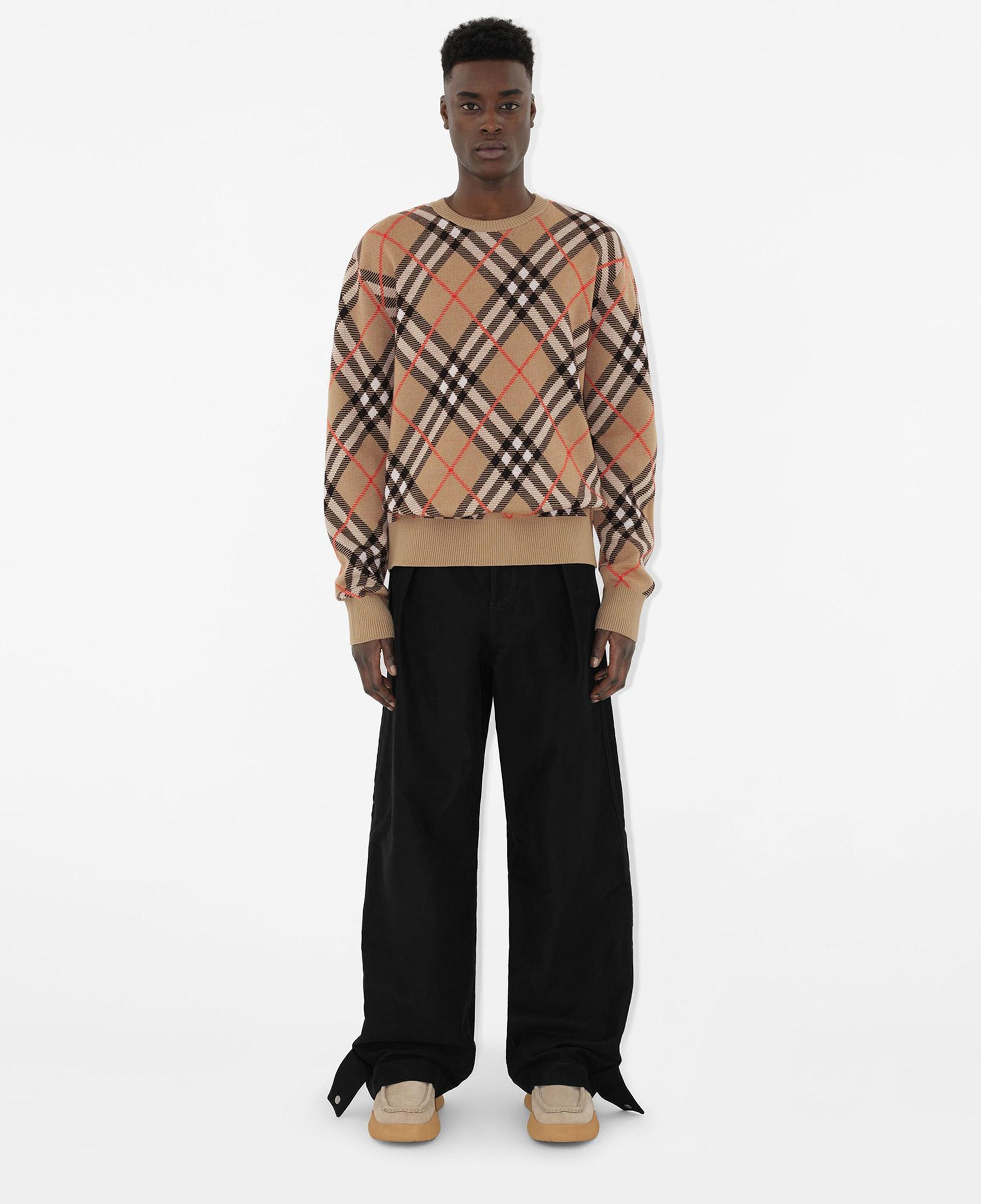 Burberry Check Yün Karışımlı Erkek Bej Kazak