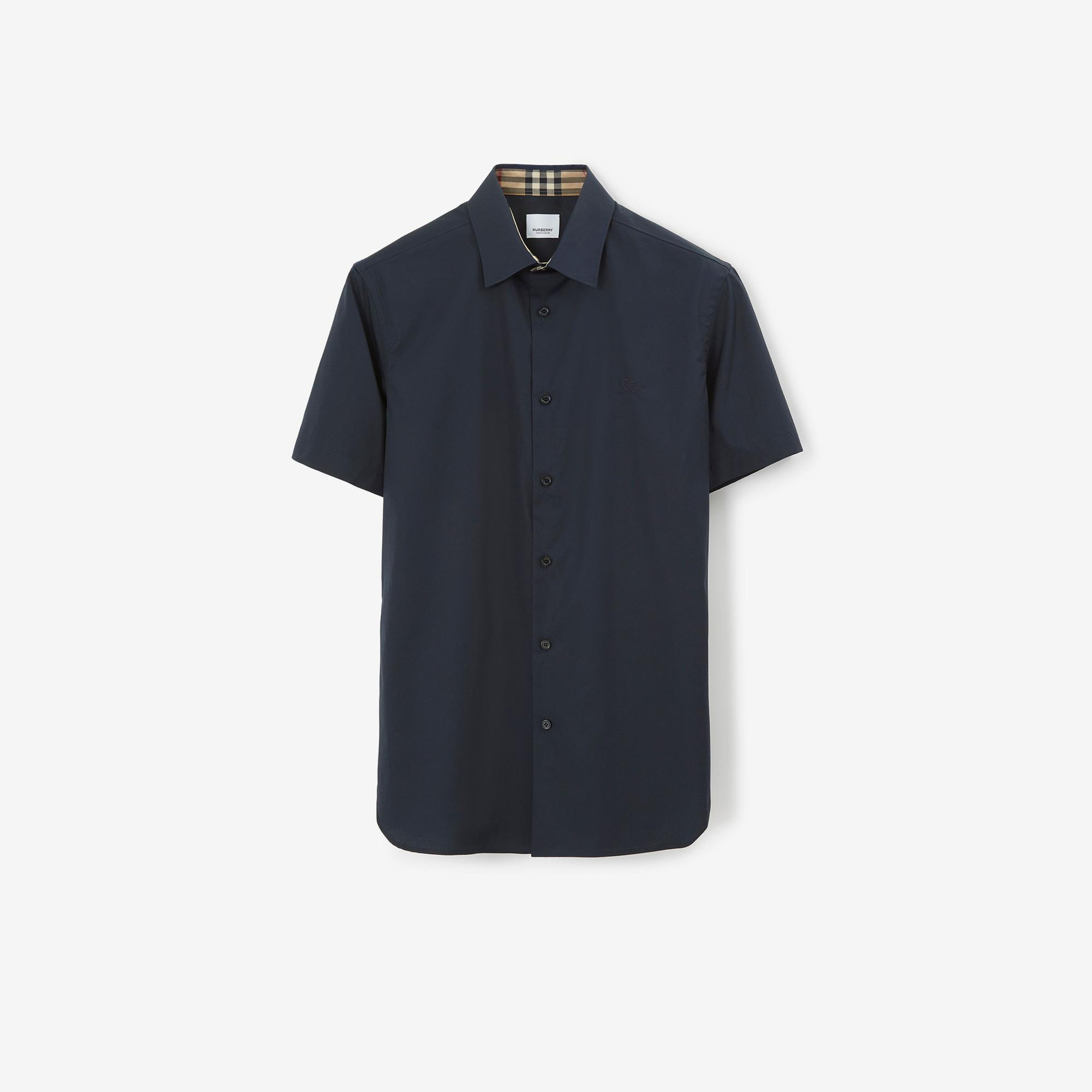 Burberry Stretch Pamuklu Erkek Lacivert Gömlek