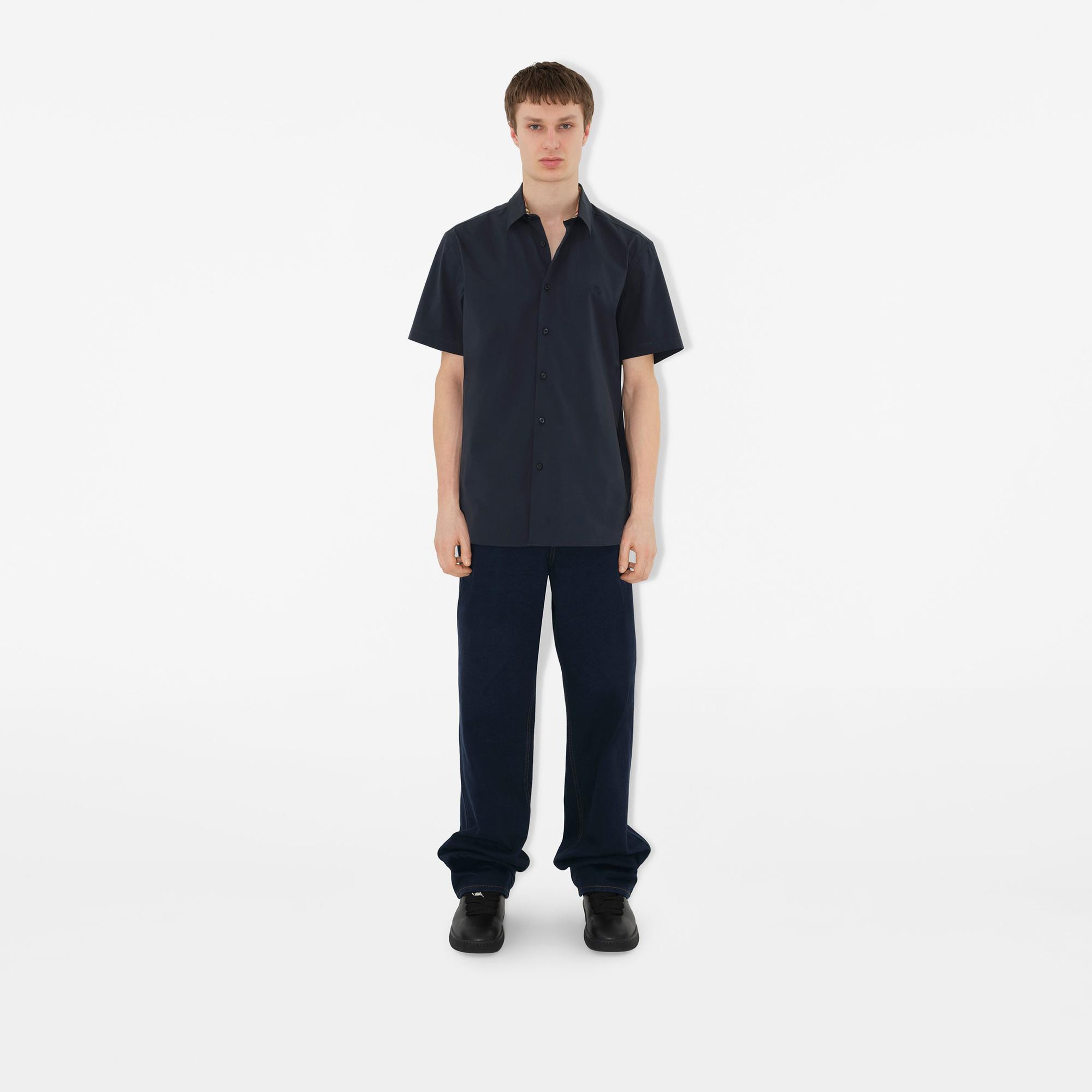 Burberry Stretch Pamuklu Erkek Lacivert Gömlek