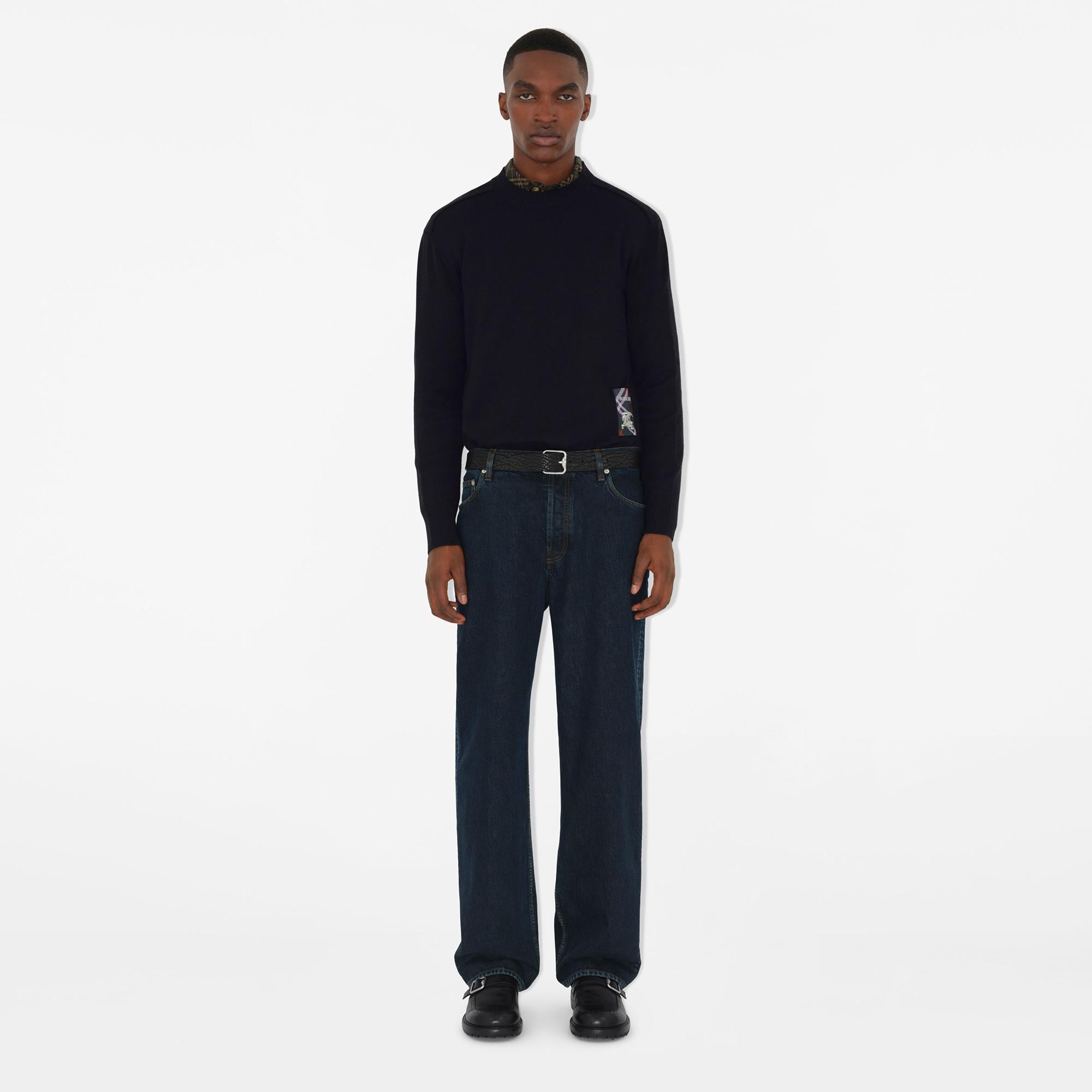 Burberry Smt Label Wool Erkek Siyah Kazak