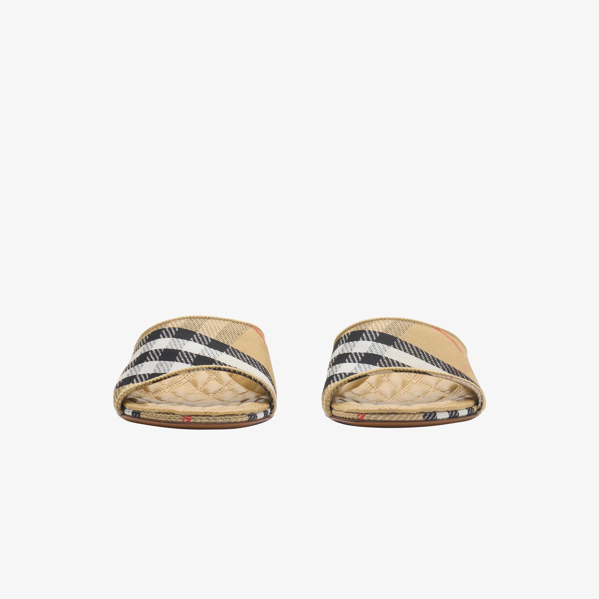 Burberry Sloane Mule Check Kadın Bej Terlik