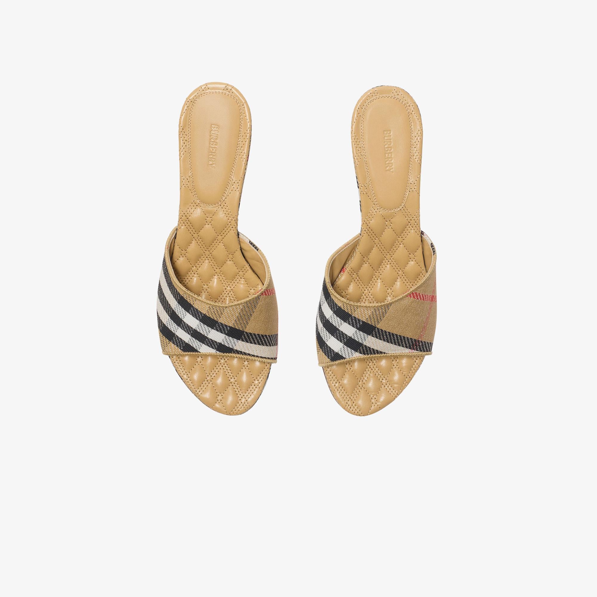 Burberry Sloane Mule Check Kadın Bej Terlik