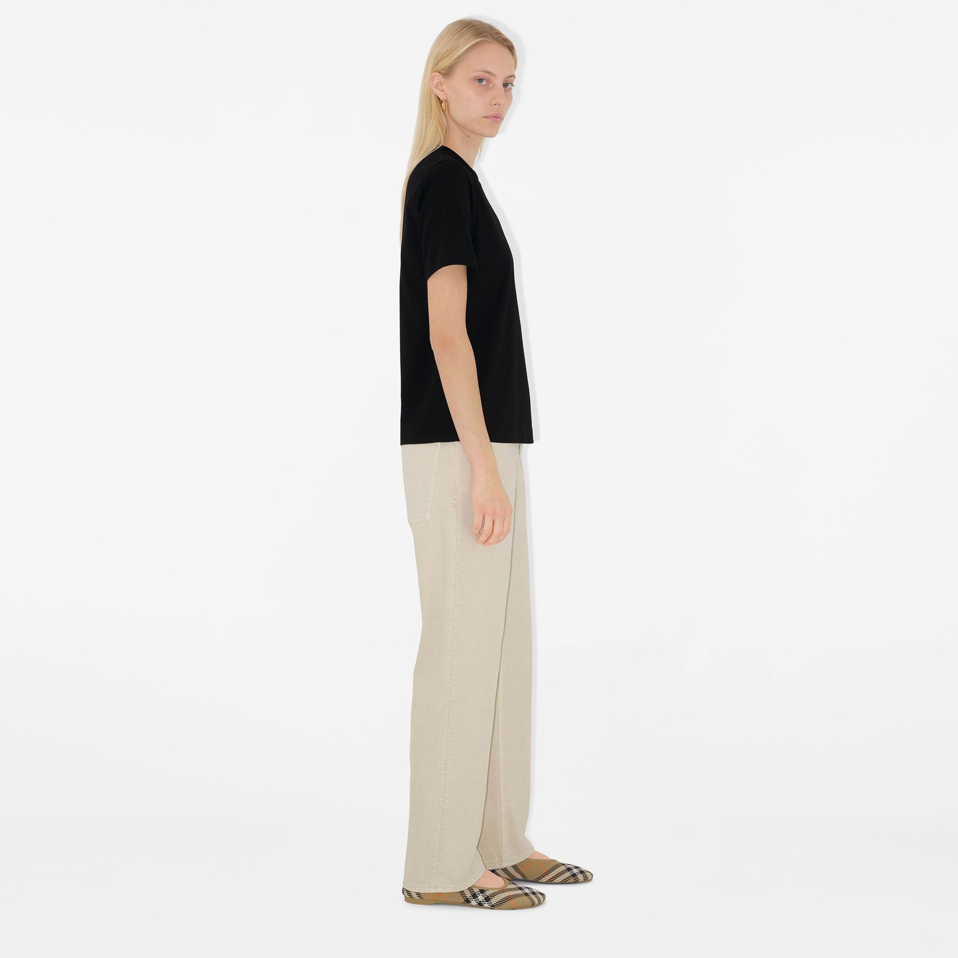 Burberry For Label Cotton Kadın Siyah T-Shirt