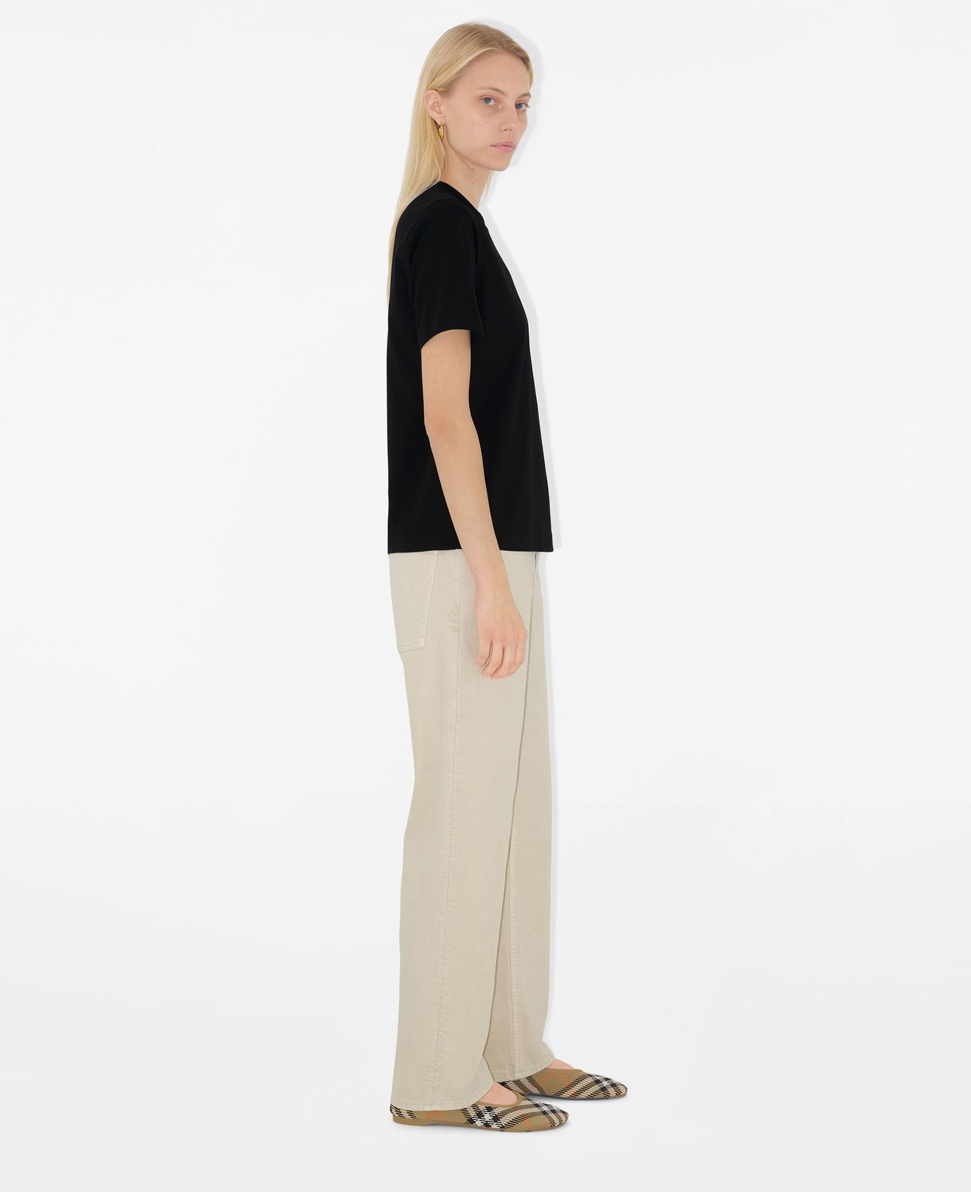 Burberry For Label Cotton Kadın Siyah T-Shirt